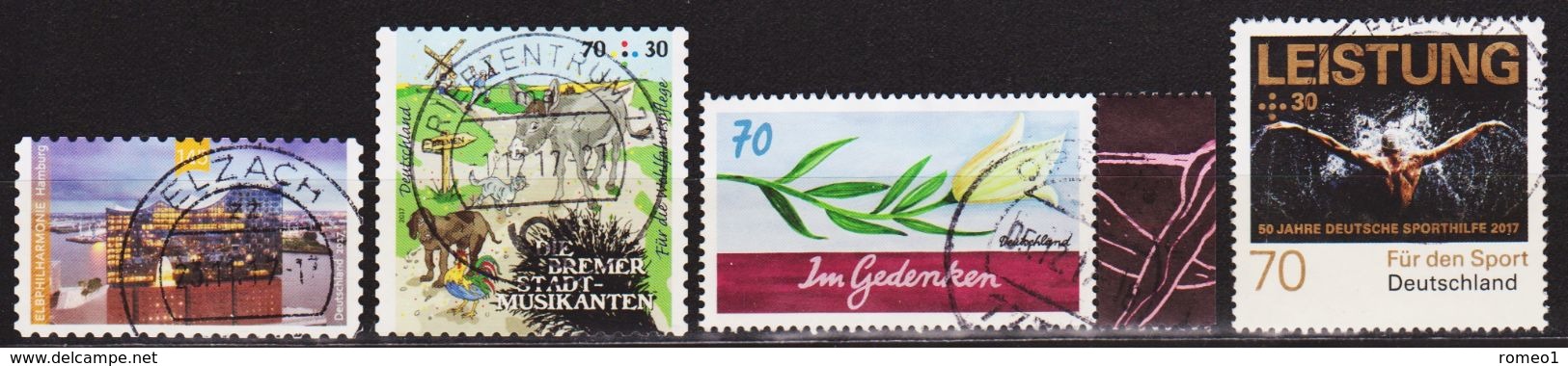 2017: Bund Mi.Nr. 3286, 3287, 3305 + 3307 Gest. (d359) / Allemagne Y&T No. 3073A, 3075A, 3091 + 3096 Obl. - Gebraucht