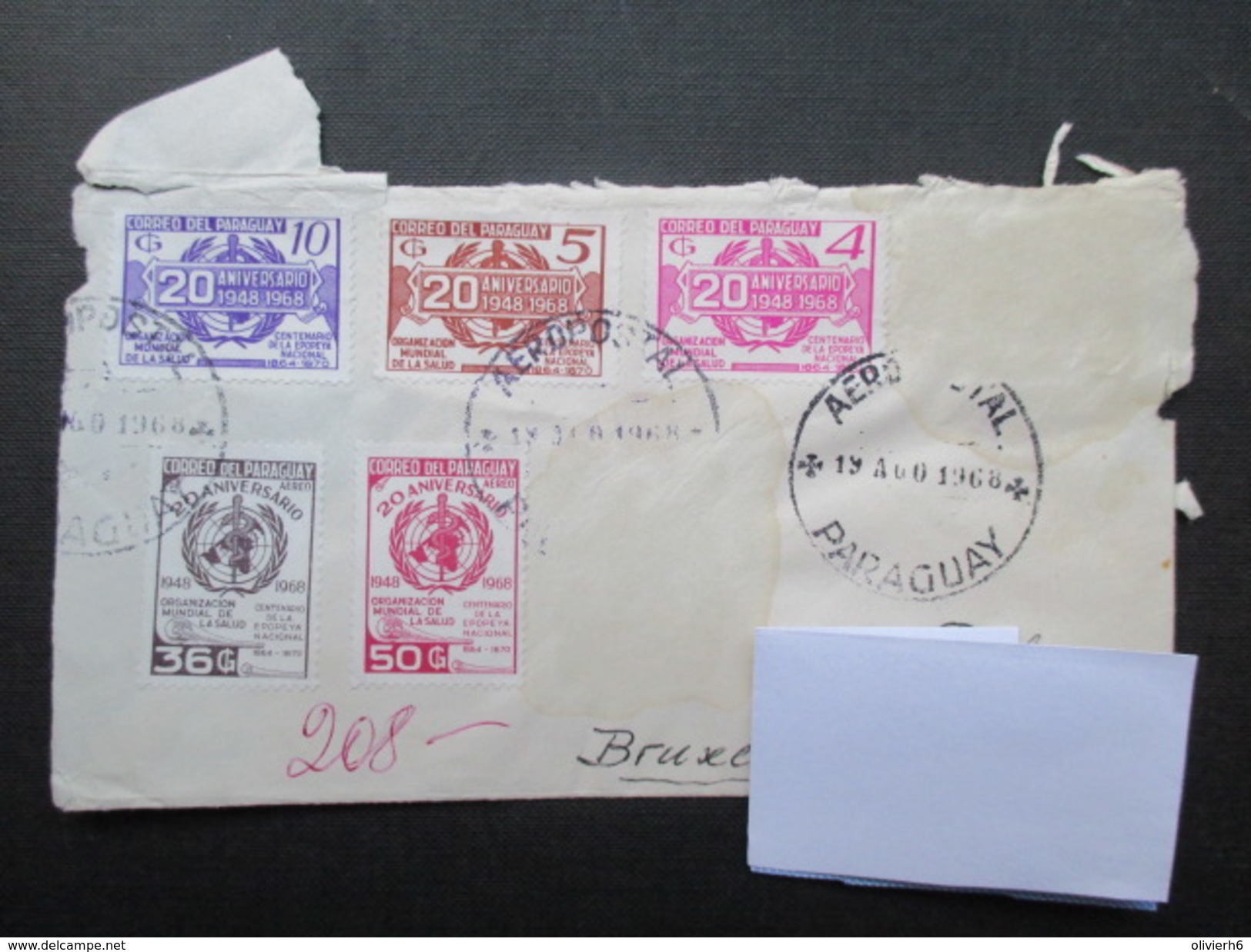 PHILATELIE (V1504) RECOMMANDé PARAGUAY (2 Vues) AEROPOSTAL ASUNCION N°130451 1968 - Paraguay