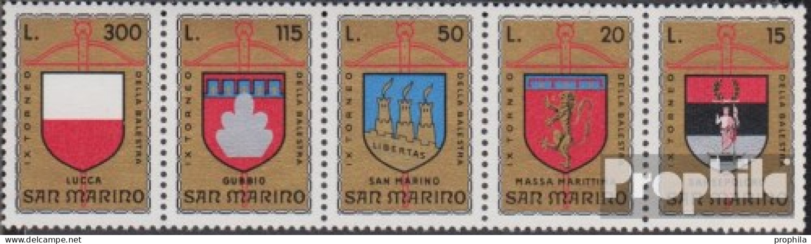 San Marino 1070-1074 Fünferstreifen (kompl.Ausg.) Postfrisch 1974 Armbrustturnier - Ungebraucht