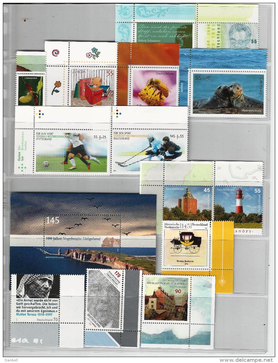 MG49) GERMANY 2010 -ANNATA COMPLETA -tutta Bordo Di Foglio Deutsche Post - Nuovi