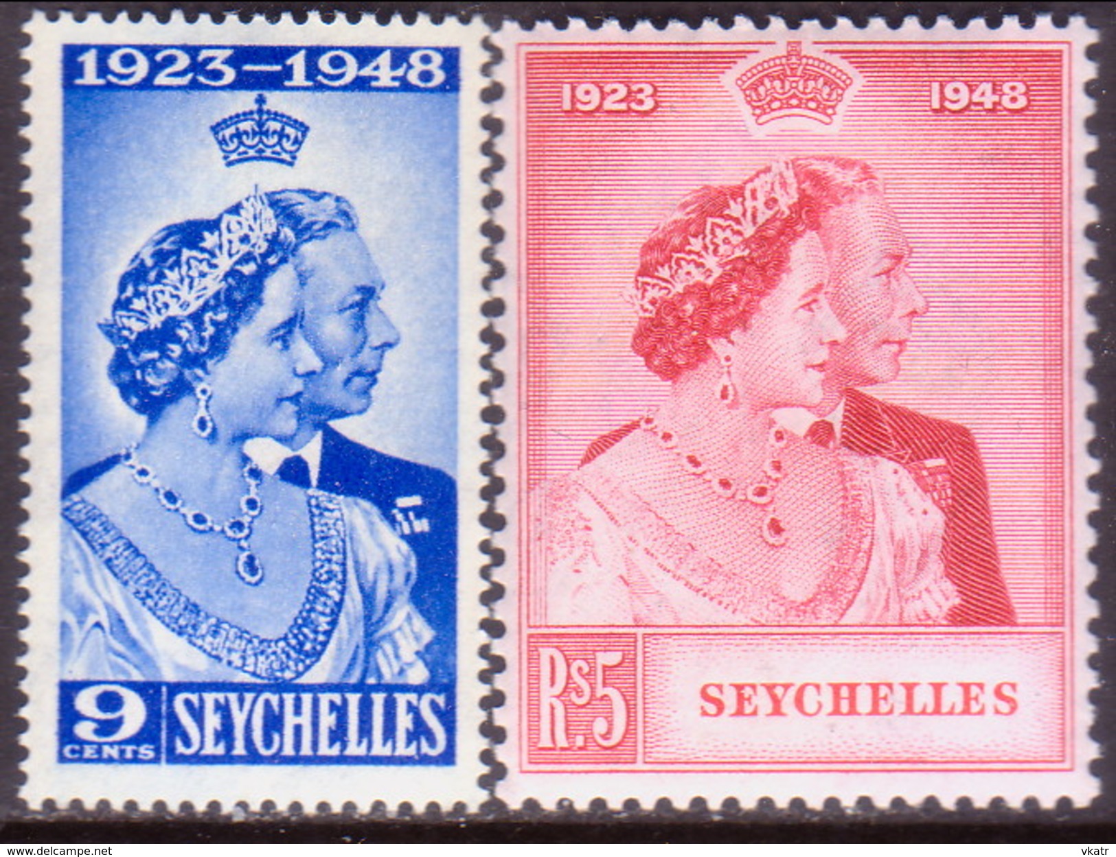 SEYCHELLES 1948 SG #152-53 Compl.set MLH CV £15.15 Silver Wedding - Seychelles (...-1976)