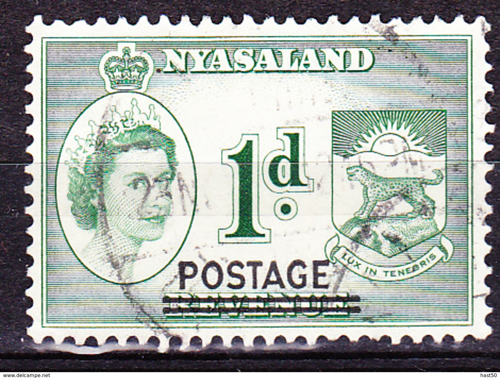 Nyassaland - Stempelmarke, Mit Aufdruck POSTAGE (MiNr: 115) 1963 - Gest Used Obl  !lesen/read/lire! - Nyassaland (1907-1953)
