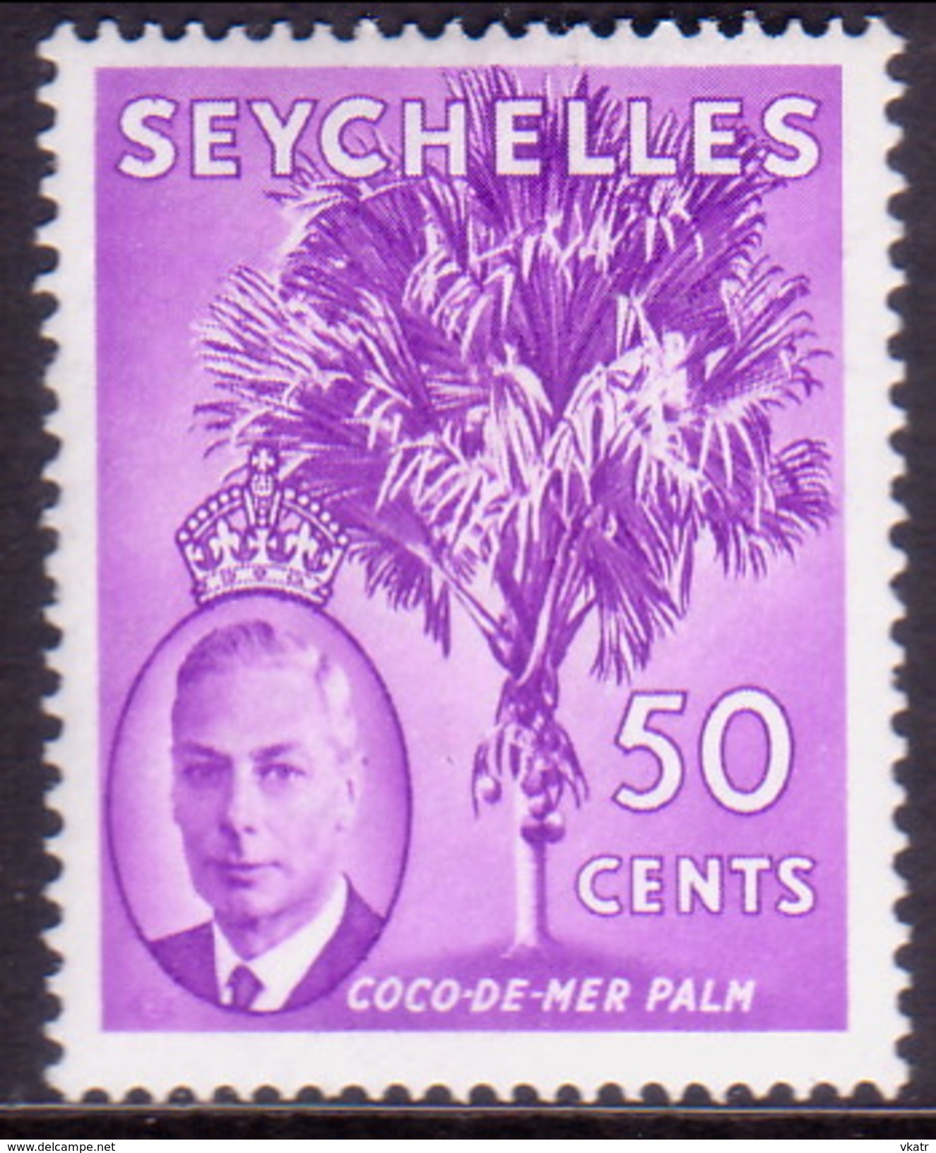 SEYCHELLES 1952 SG #167 50c MLH - Seychelles (...-1976)