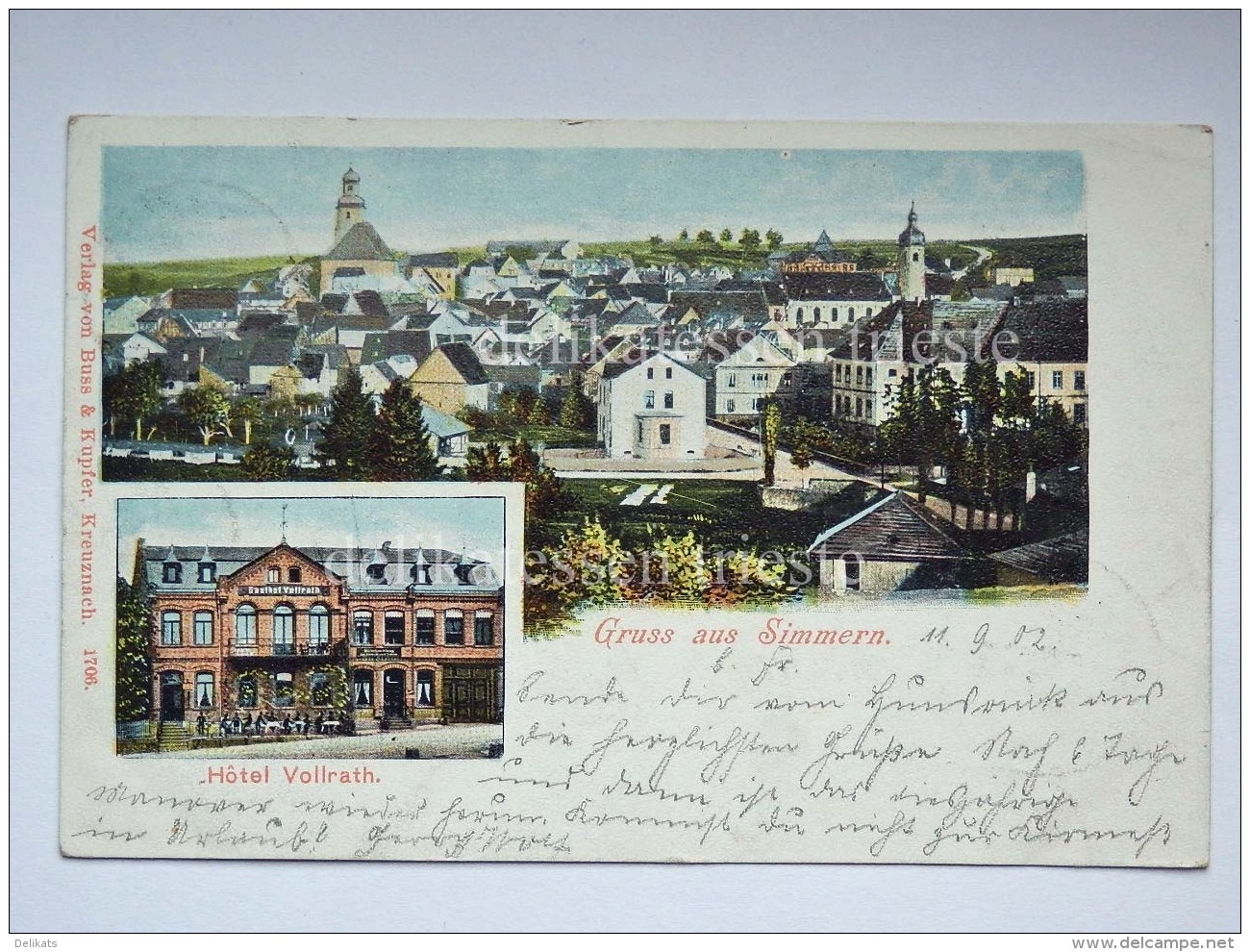 GERMANIA DEUTSCHLAND Gruss Aus Simmern Hotel Vollrath  AK Postcard - Simmern