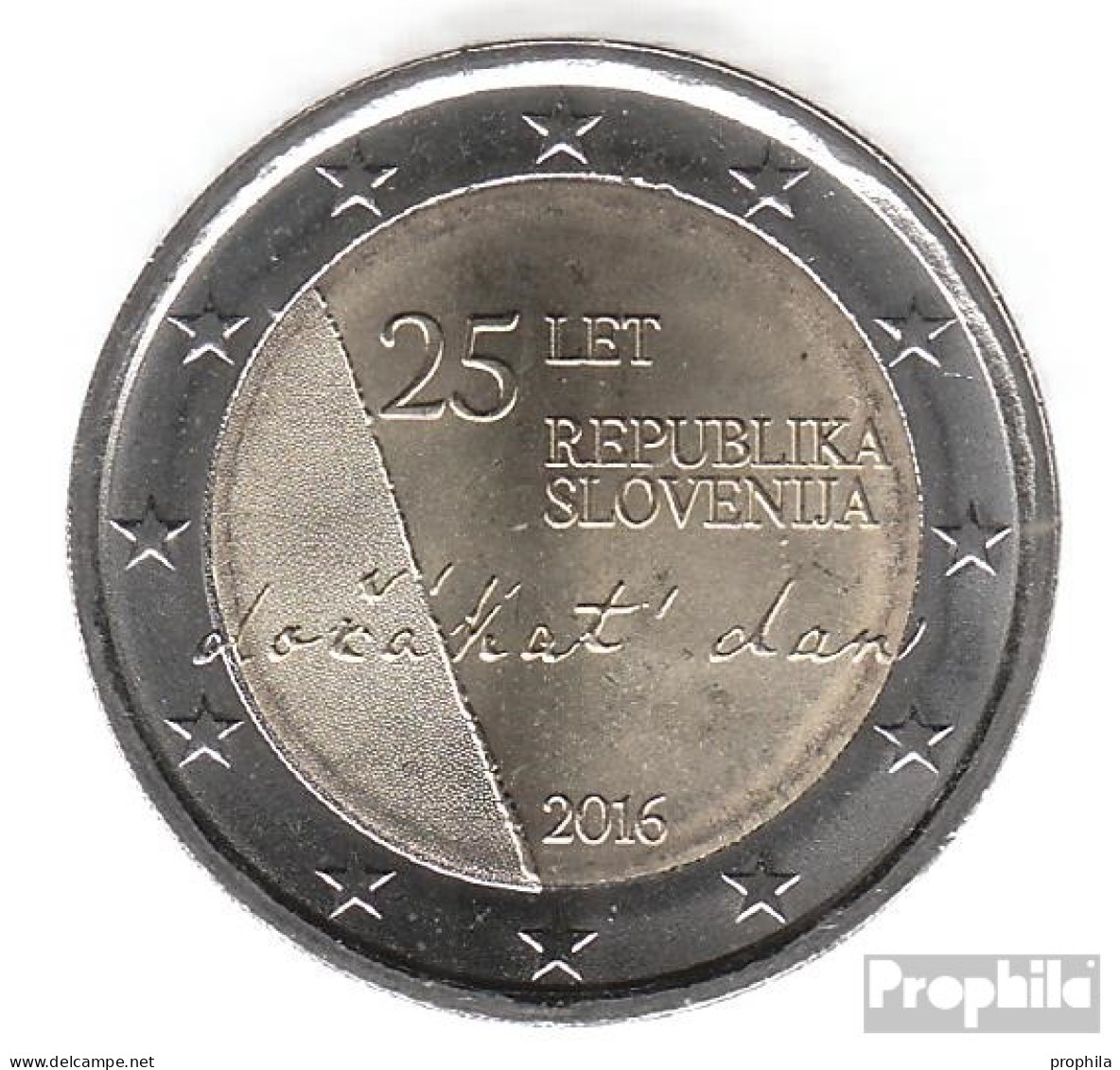 Slowenien 2016 Stgl./unzirkuliert Auflage: 1 Mio. Stgl./unzirkuliert 2016 2 Euro 25 Jahre Unabhängigkeit - Slovenia