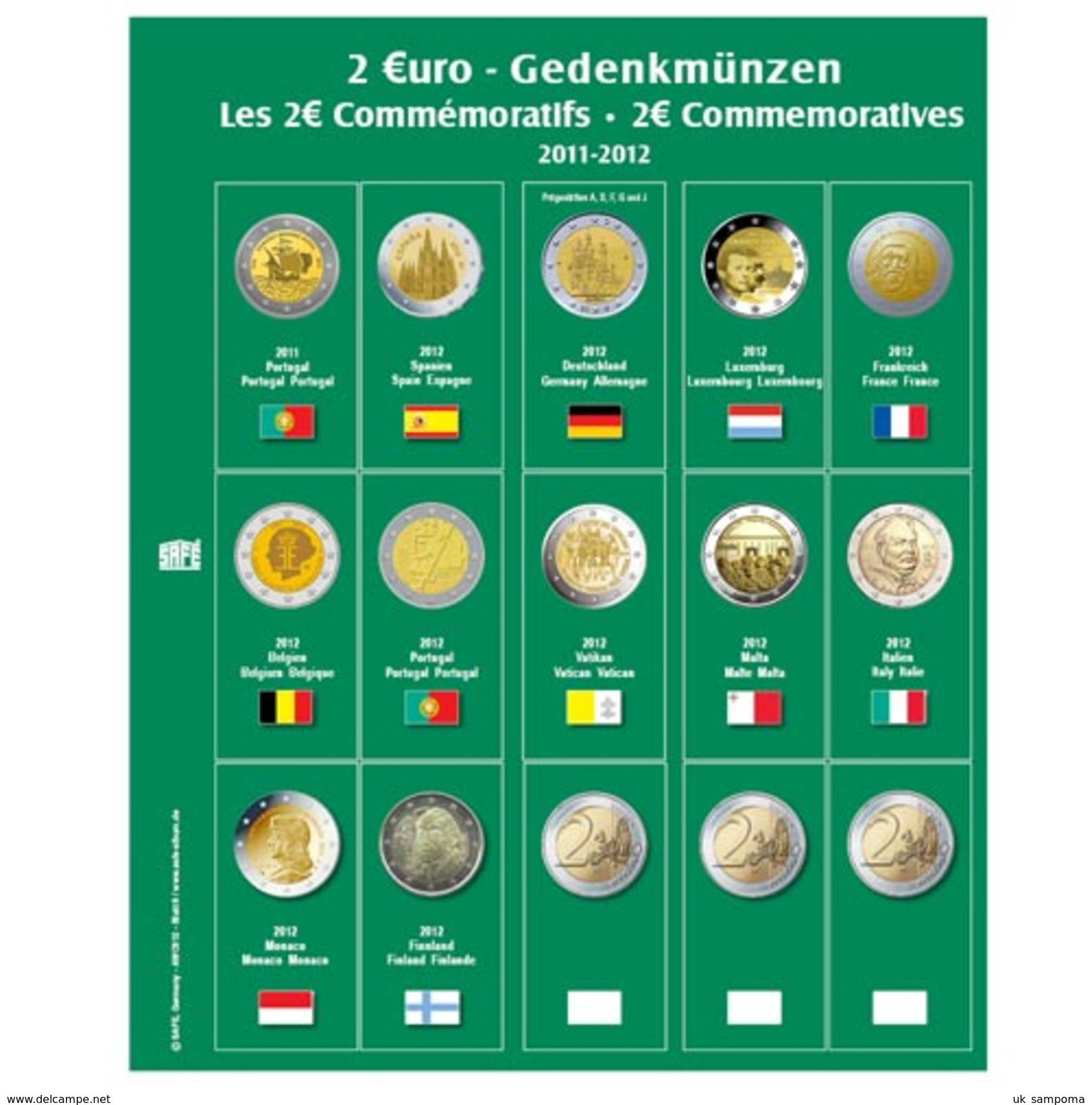 SAFE 7341-10 Premium Münzblatt Für 2 Euro Des Jahres 2013 - Supplies And Equipment