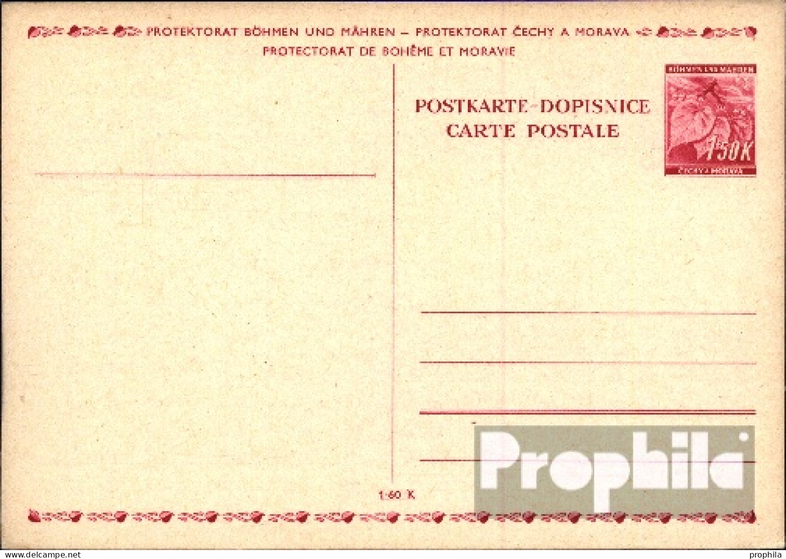 Böhmen Und Mähren P3 Amtliche Postkarte Ungebraucht 1939 Lindenzweig - Sonstige & Ohne Zuordnung