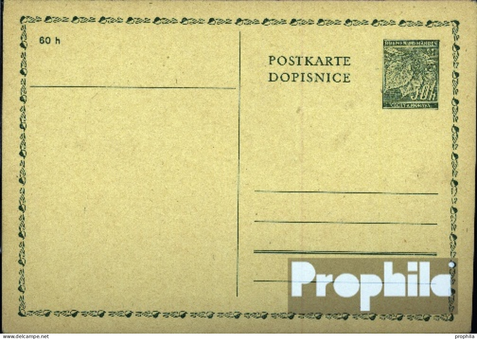 Böhmen Und Mähren P1 Amtliche Postkarte Ungebraucht 1939 Lindenzweig - Sonstige & Ohne Zuordnung