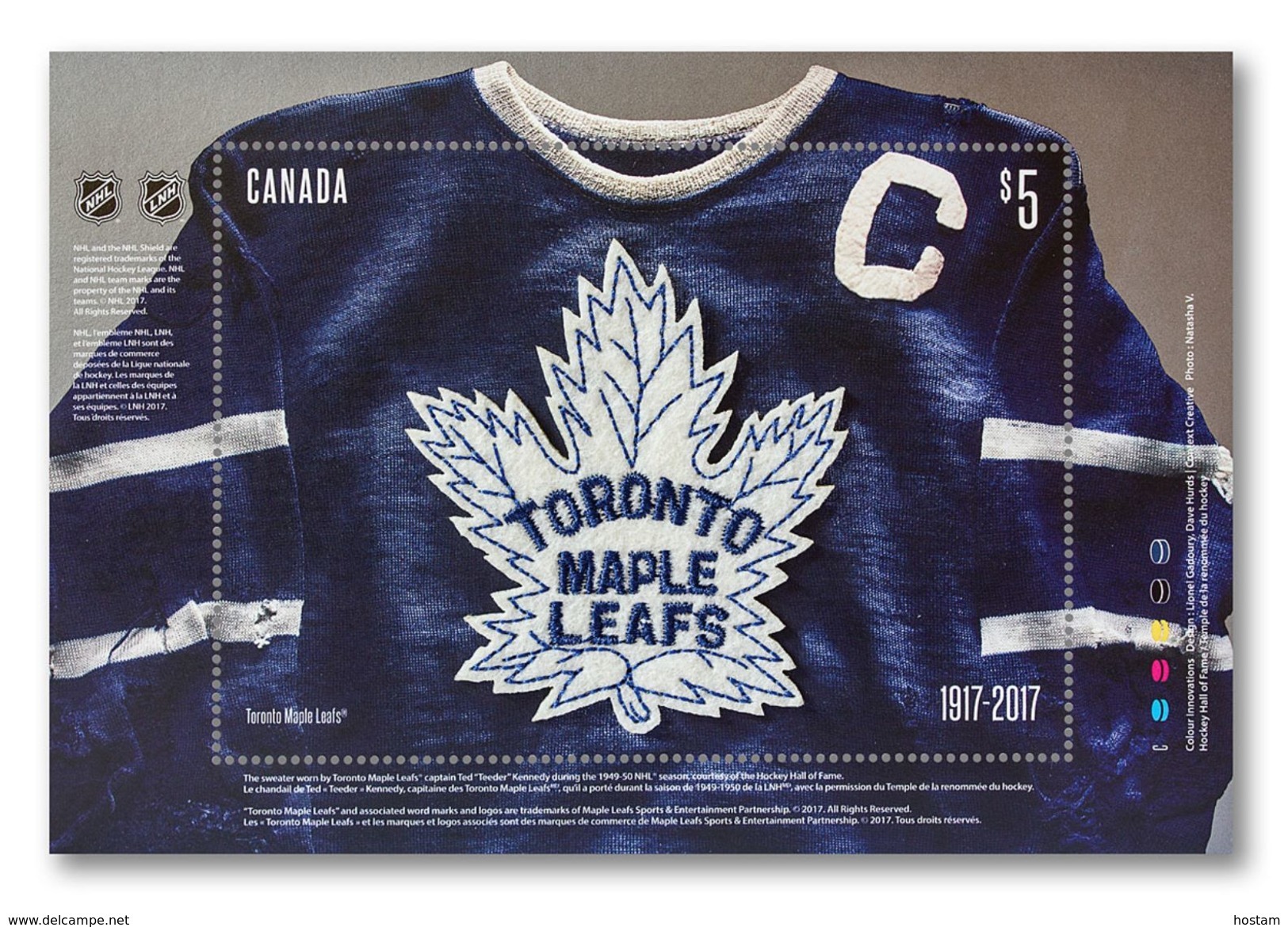 CANADA 2017, TORONTO MAPLE LEAFS 100th ANNIVERSARY,  SHEETLET  5.00$ - Blocs-feuillets
