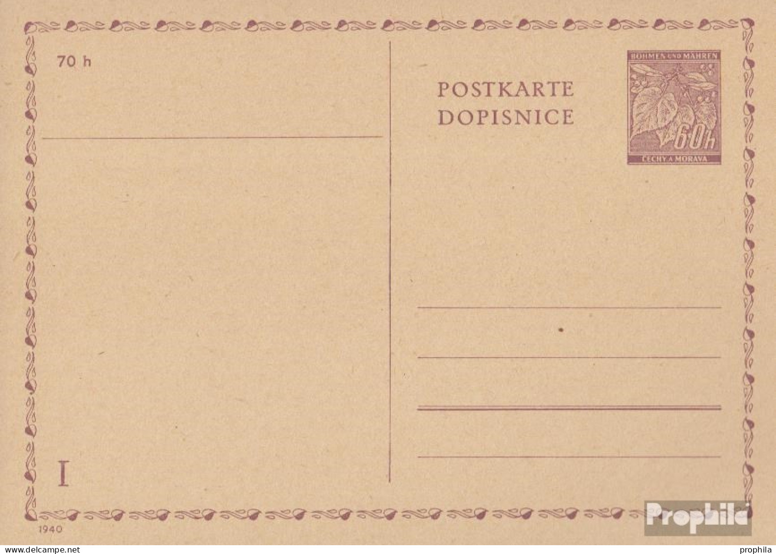 Böhmen Und Mähren P8 Amtliche Postkarte Gefälligkeitsgestempelt Gebraucht 1940 Lindenzweig - Sonstige & Ohne Zuordnung