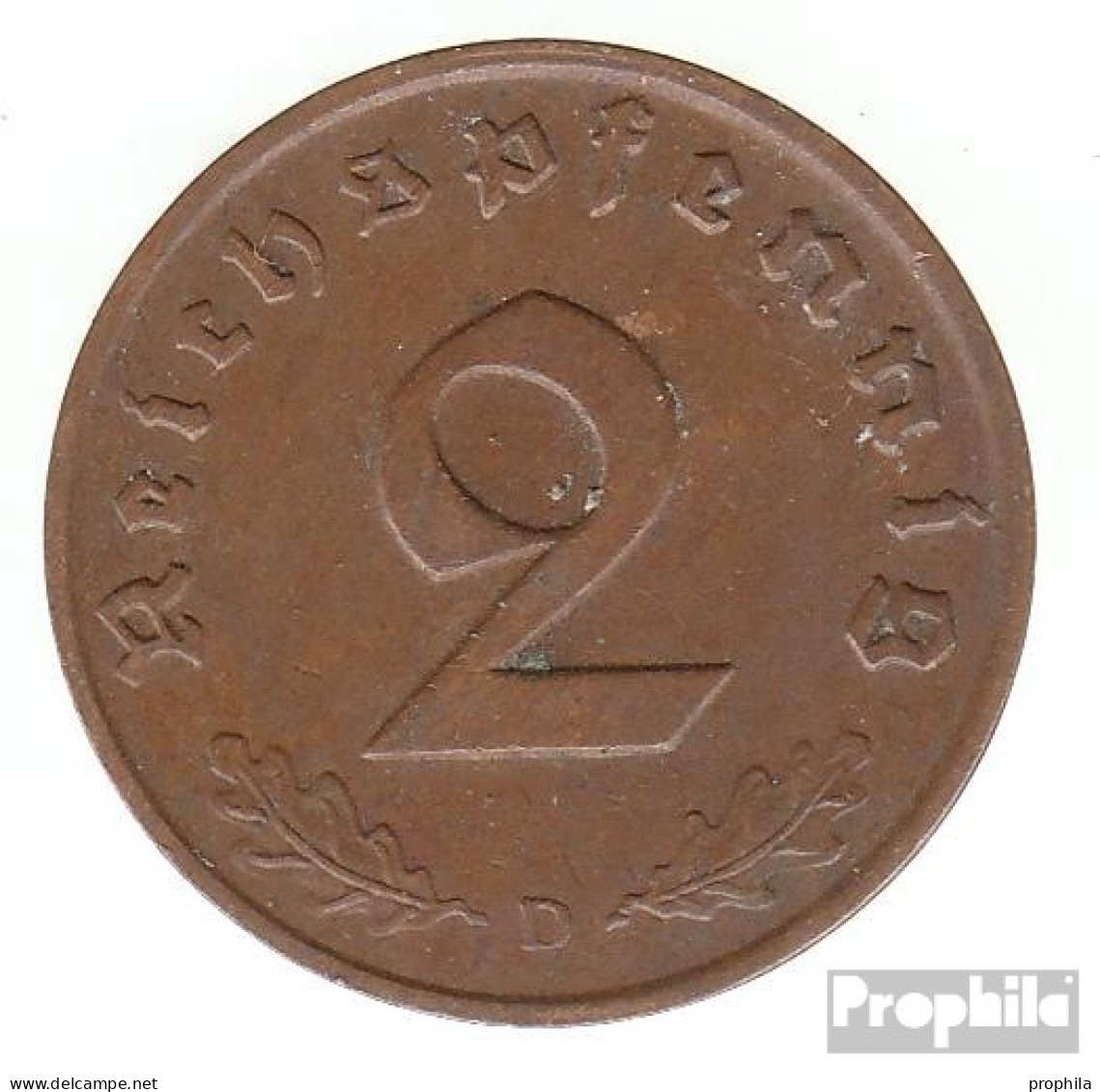 Deutsches Reich Jägernr: 362 1938 D Vorzüglich Bronze Vorzüglich 1938 2 Reichspfennig Reichsadler - 2 Reichspfennig