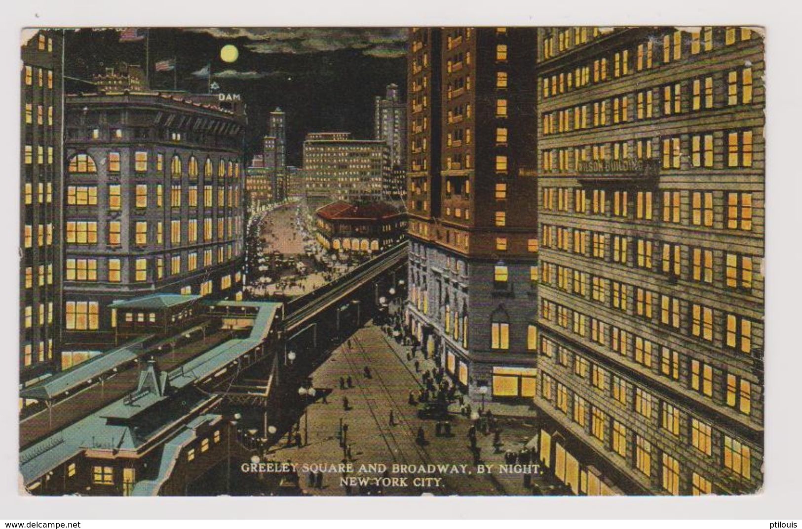 NEW YORK CITY - Greeley Square And Broadway, By Night - (H. Pinkelstein & Son) - Broadway