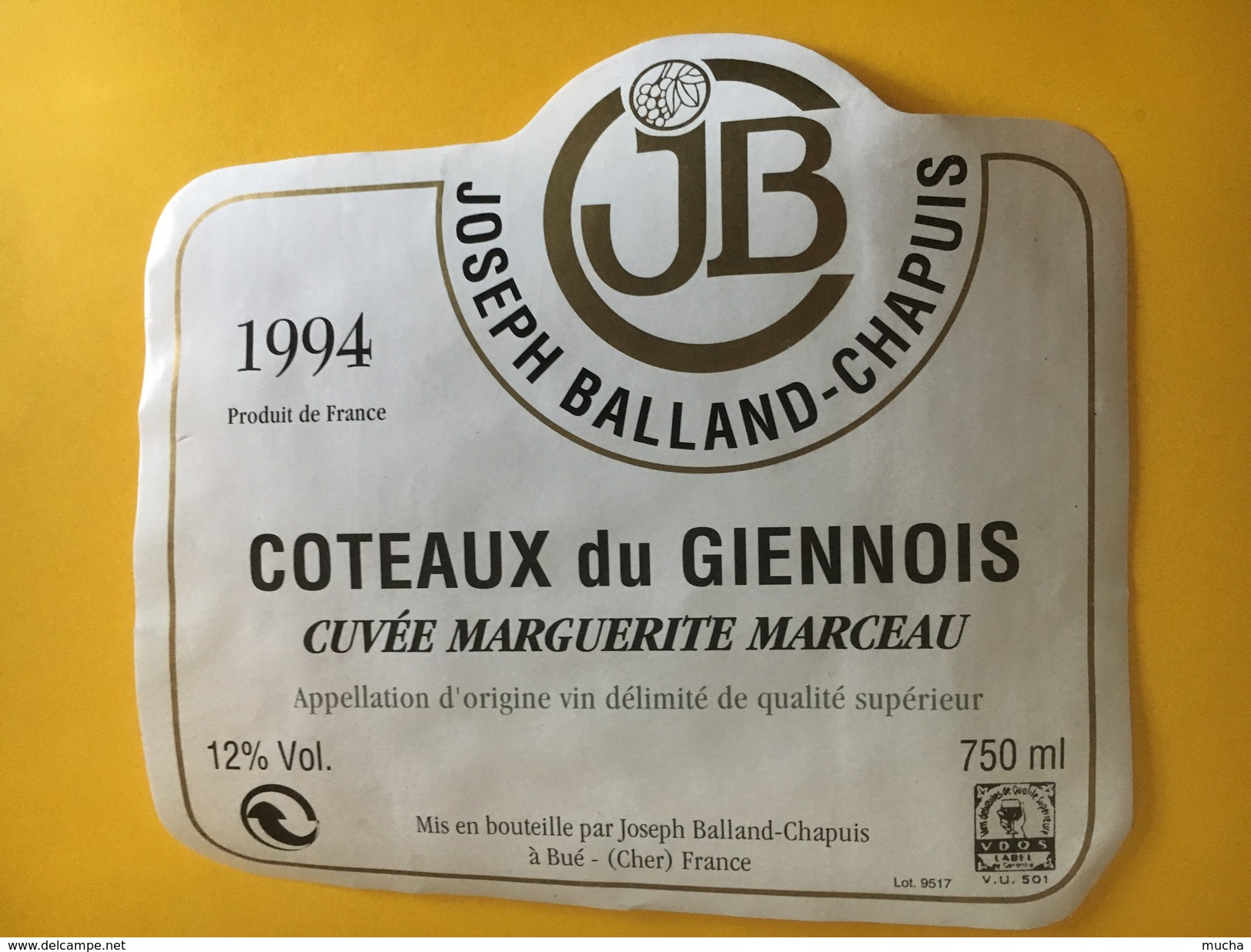 5965 - Côteaux Du Giennois 1994 Cuvée Marguerite Marceau - Autres & Non Classés