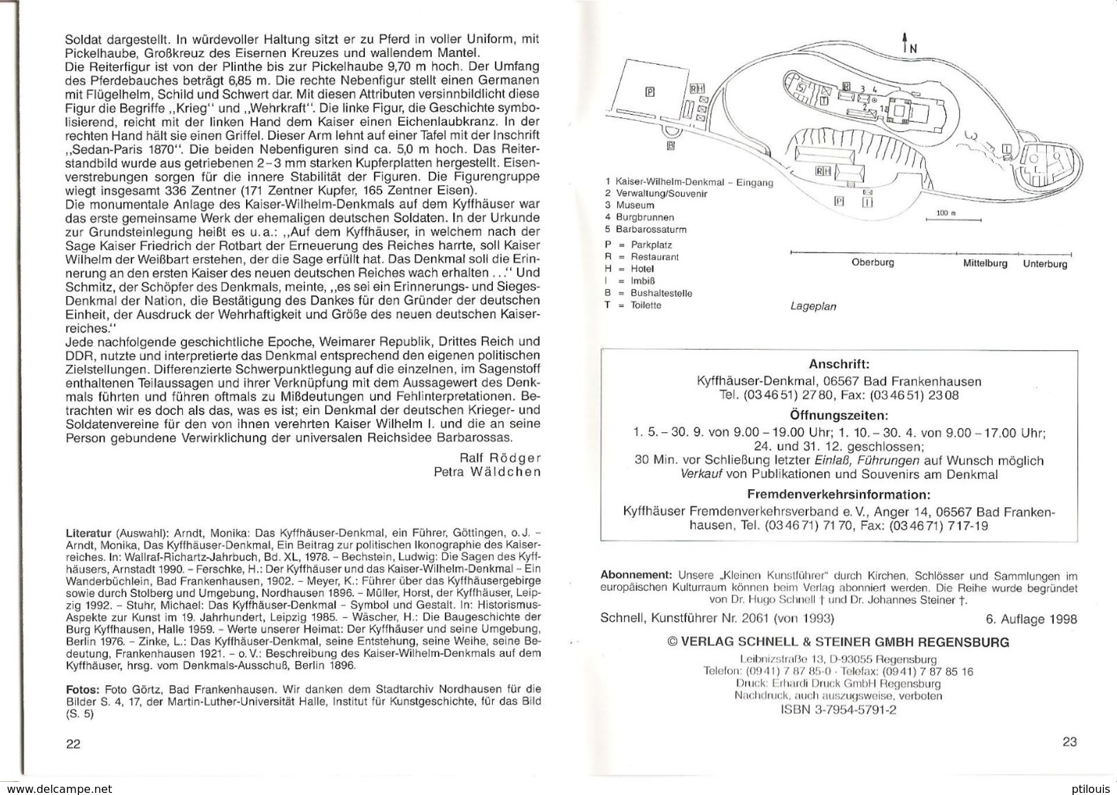 KYFFHÄUSER Burg Und Denkmal - LIVRET EN ALLEMAND - 24 Pages - Format 17 X 12 - (1996 Ou 1998) - Turingia