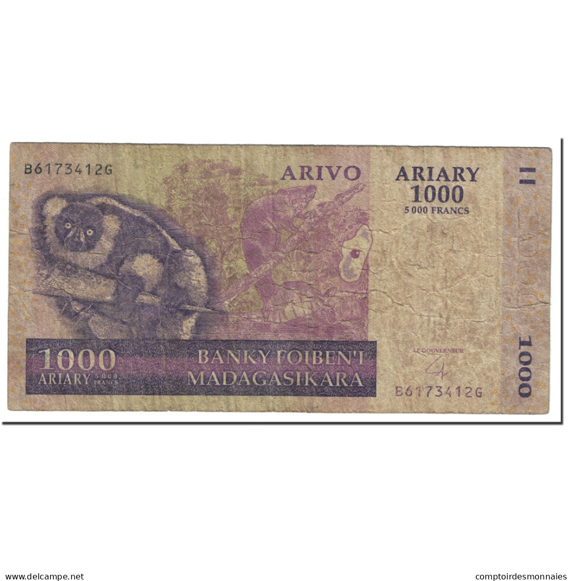 Billet, Madagascar, 1000 Ariary, 2004, Undated (2004), KM:89a, B - Madagascar