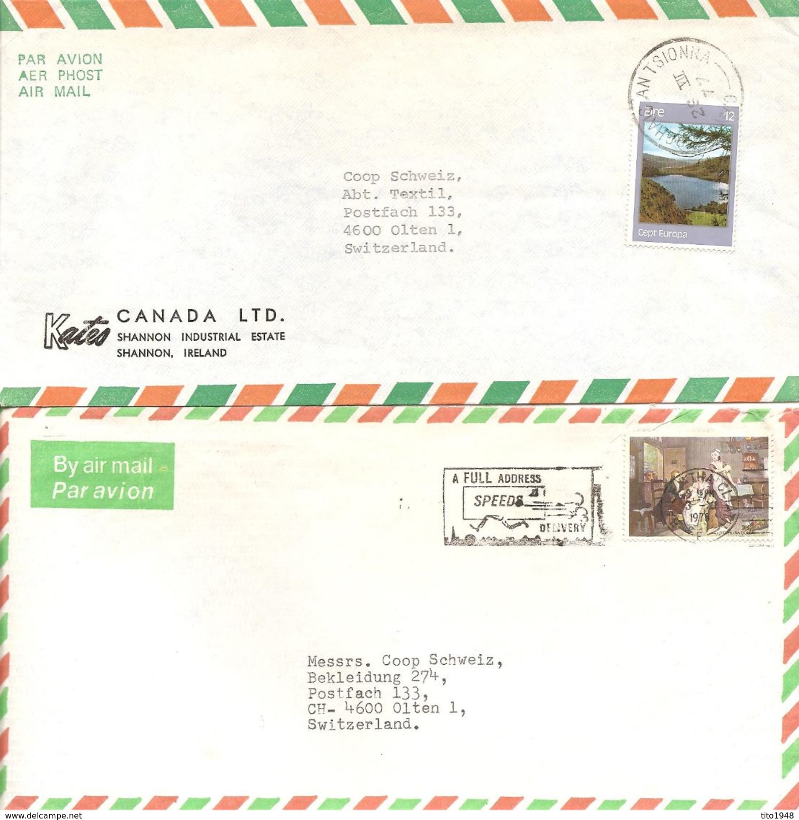 Eire, Irland, 1977 / 78, 2 Airmail Cover, Single Franking, 362, 381, To Switzerland, See Scans! - Storia Postale