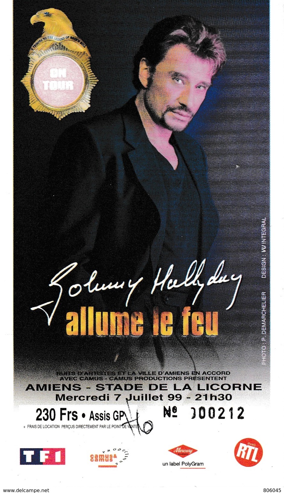 Johnny Hallyday Tour 1999 - Tickets D'entrée