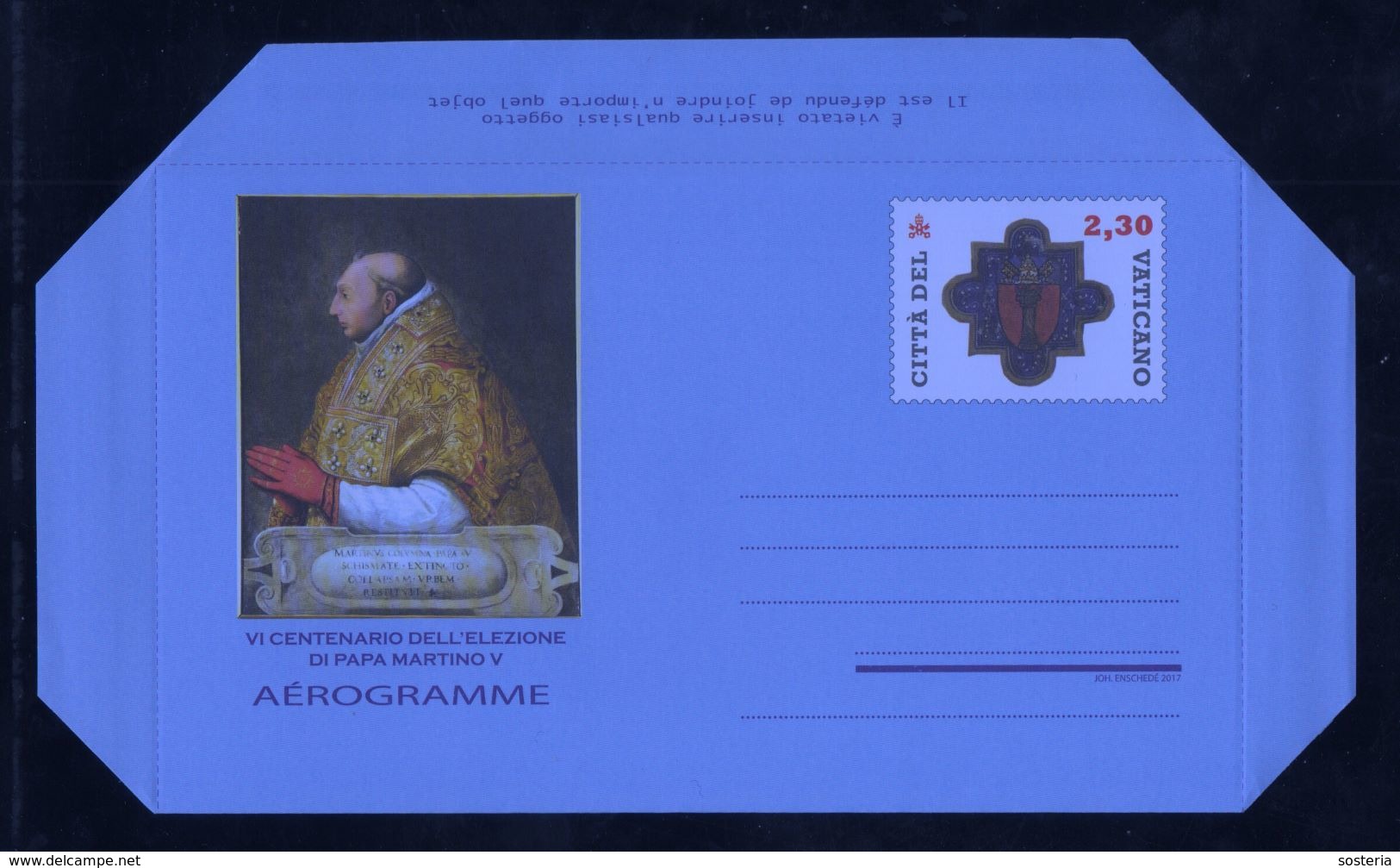 2017 - VATICANO - S26L4 - SET OF 1 AEROGRAMME ** - Neufs