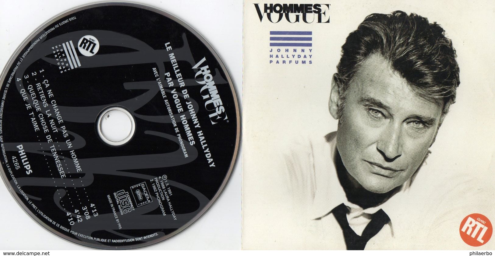 JOHNNY HALLIDAY   1992    EDIT.   VOGUE  HOMMES     CD 4 TITRES   LE MEILLEUR DE JOHNNY HALLYDAY - Collectors