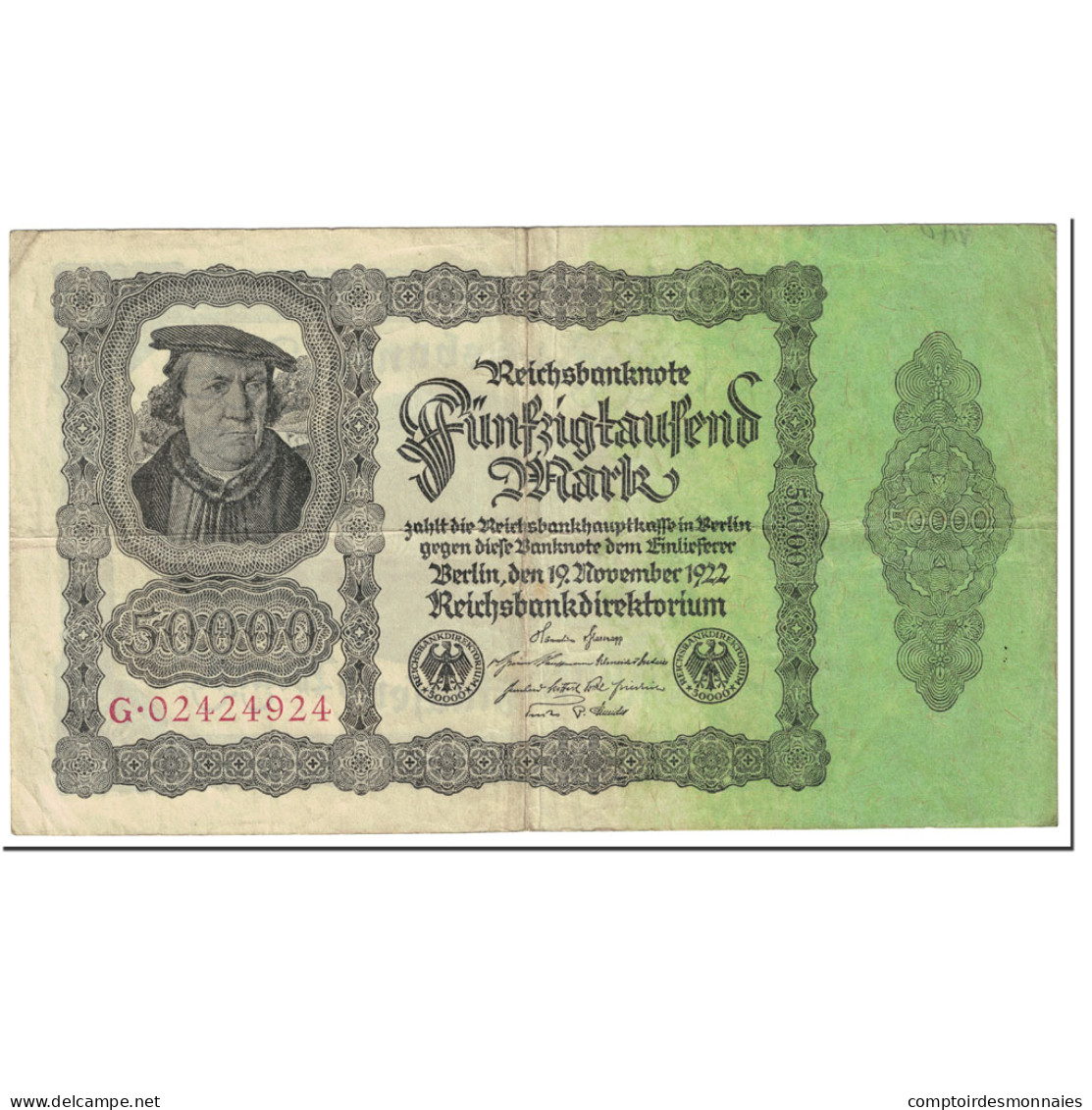 Billet, Allemagne, 50,000 Mark, 1922, 1922-11-19, KM:80, TB - 500.000 Mark