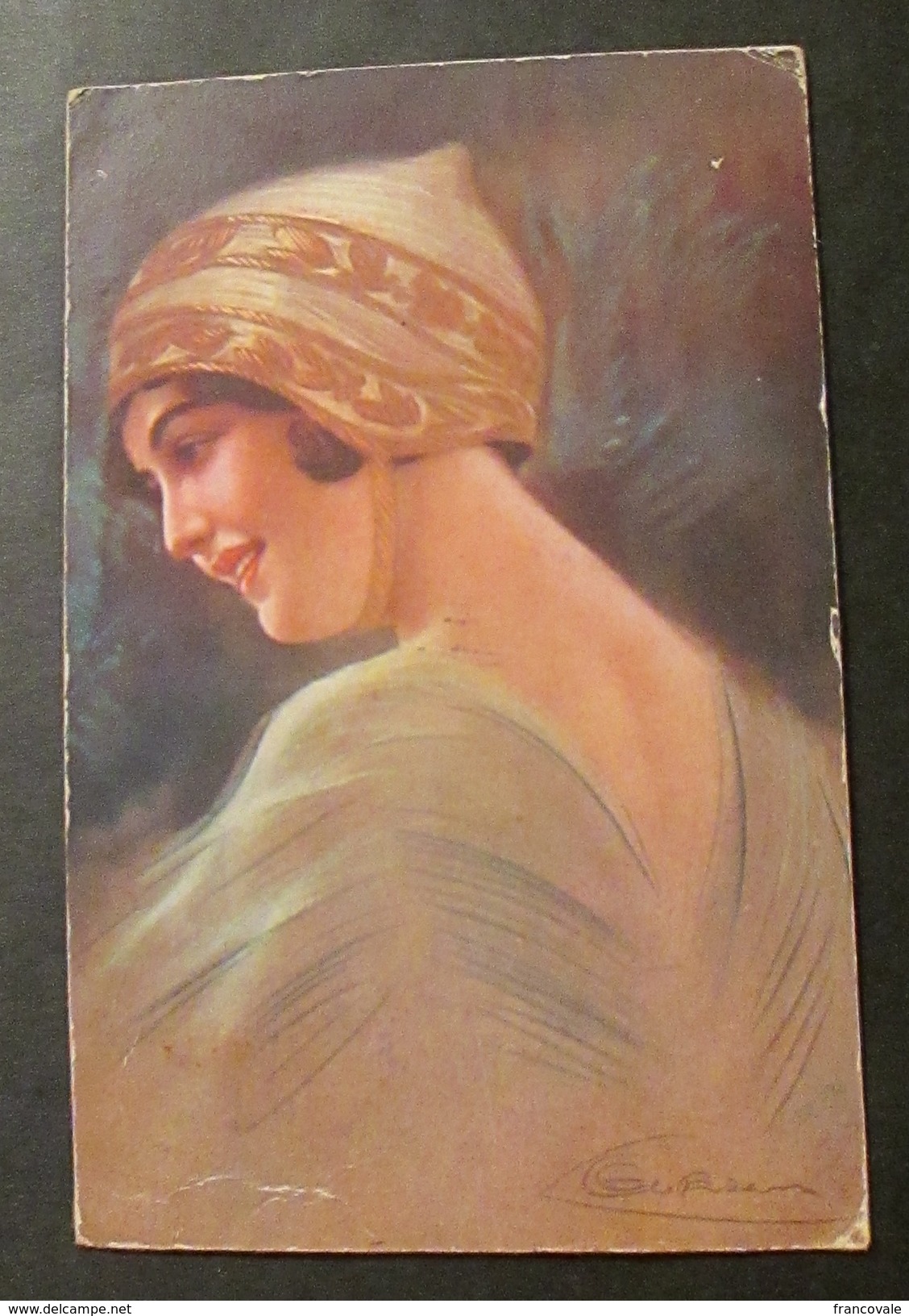 Italia 1917 Illustrazione Artistica Firmata Guerinoni Donna  Art Deco Viaggiata - Guerinoni