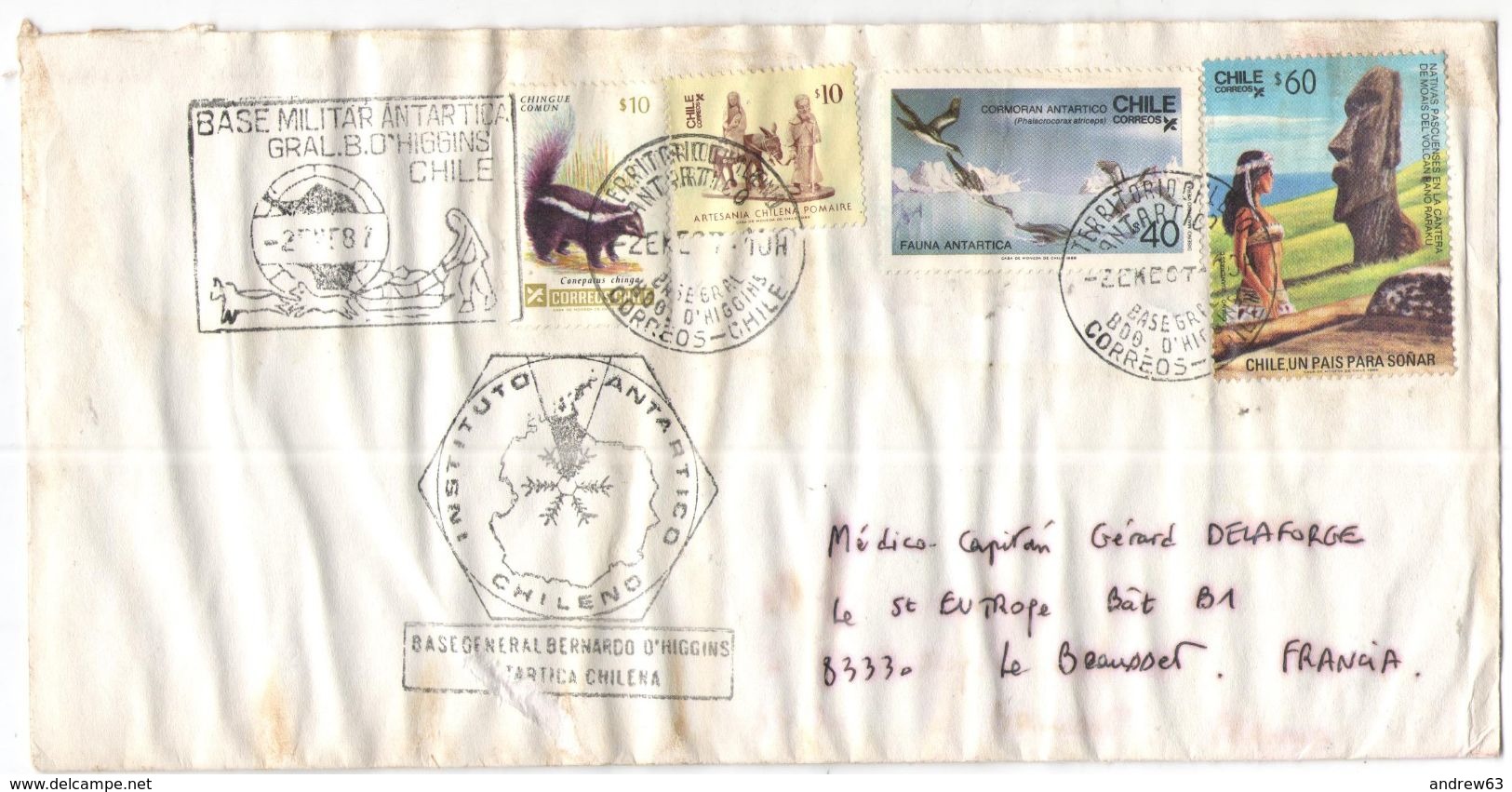 CILE - CHILE - CHILI - Territoire Antarctique - 1987 - 4 Stamps - Base Militar Antartica Bernardo O'Higgins - Instituto - Other & Unclassified