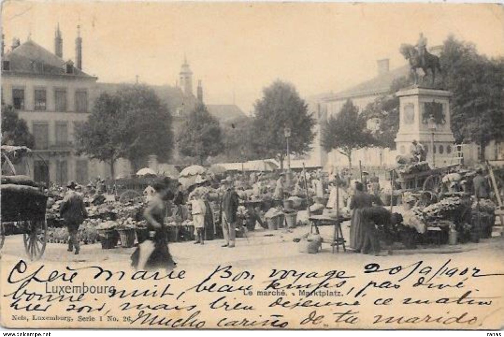 CPA Luxembourg Marché Circulé 1902 - Andere & Zonder Classificatie