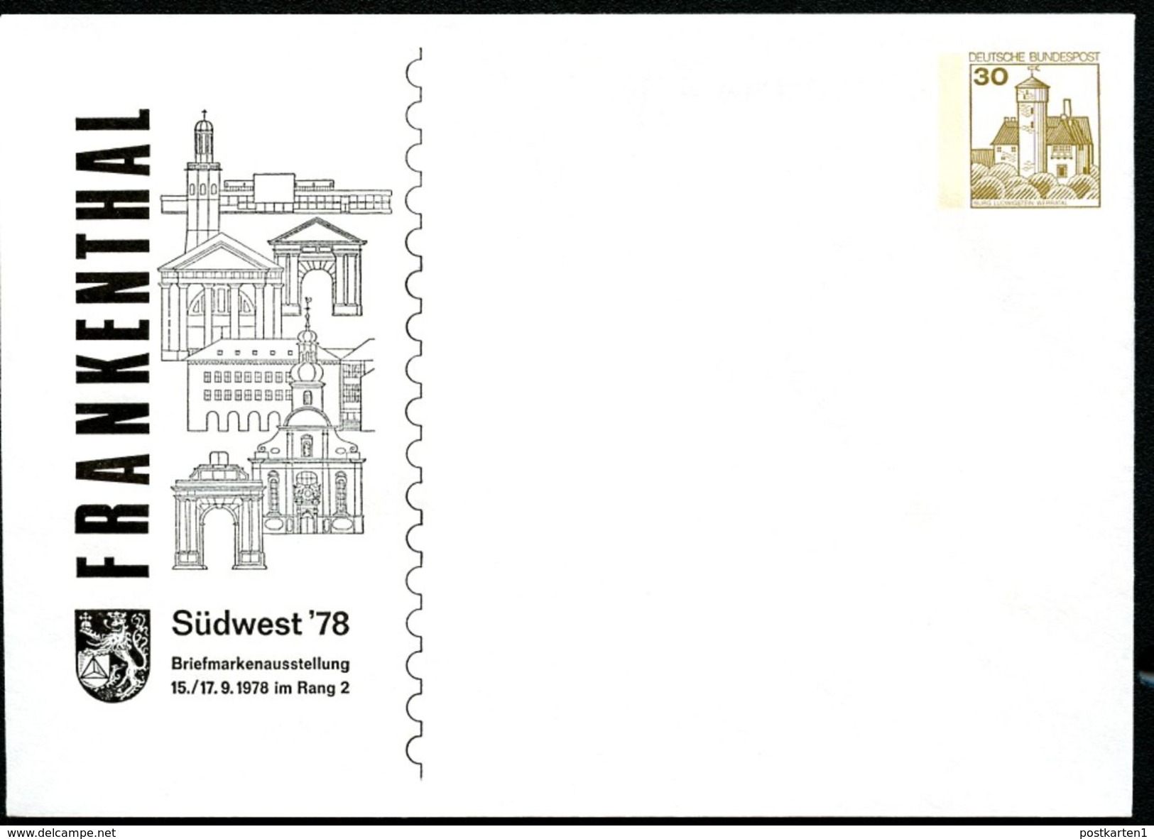 Bund PU108 D2/005b Privat-Umschlag AUSSTELLUNG FRANKENTHAL 1978 - Enveloppes Privées - Neuves