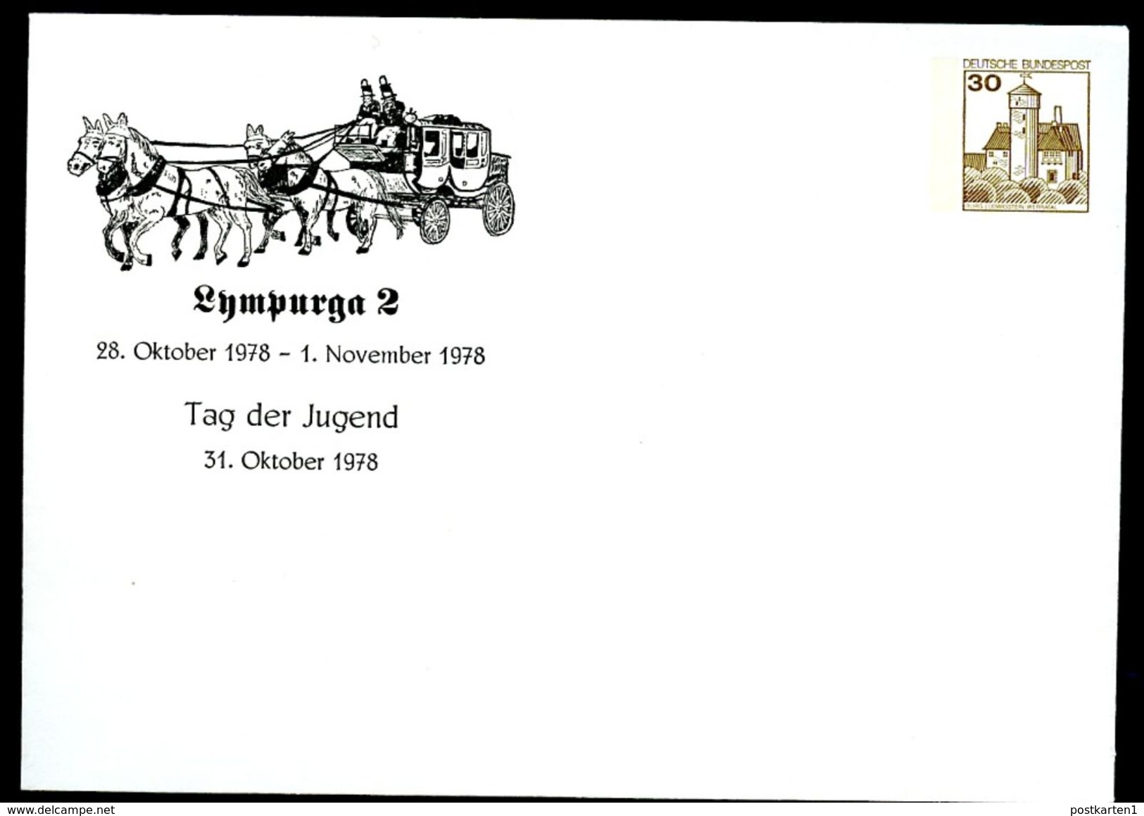 Bund PU108 D2/014 Privat-Umschlag LYMPURGA POSTKUTSCHE 1978 - Private Covers - Mint