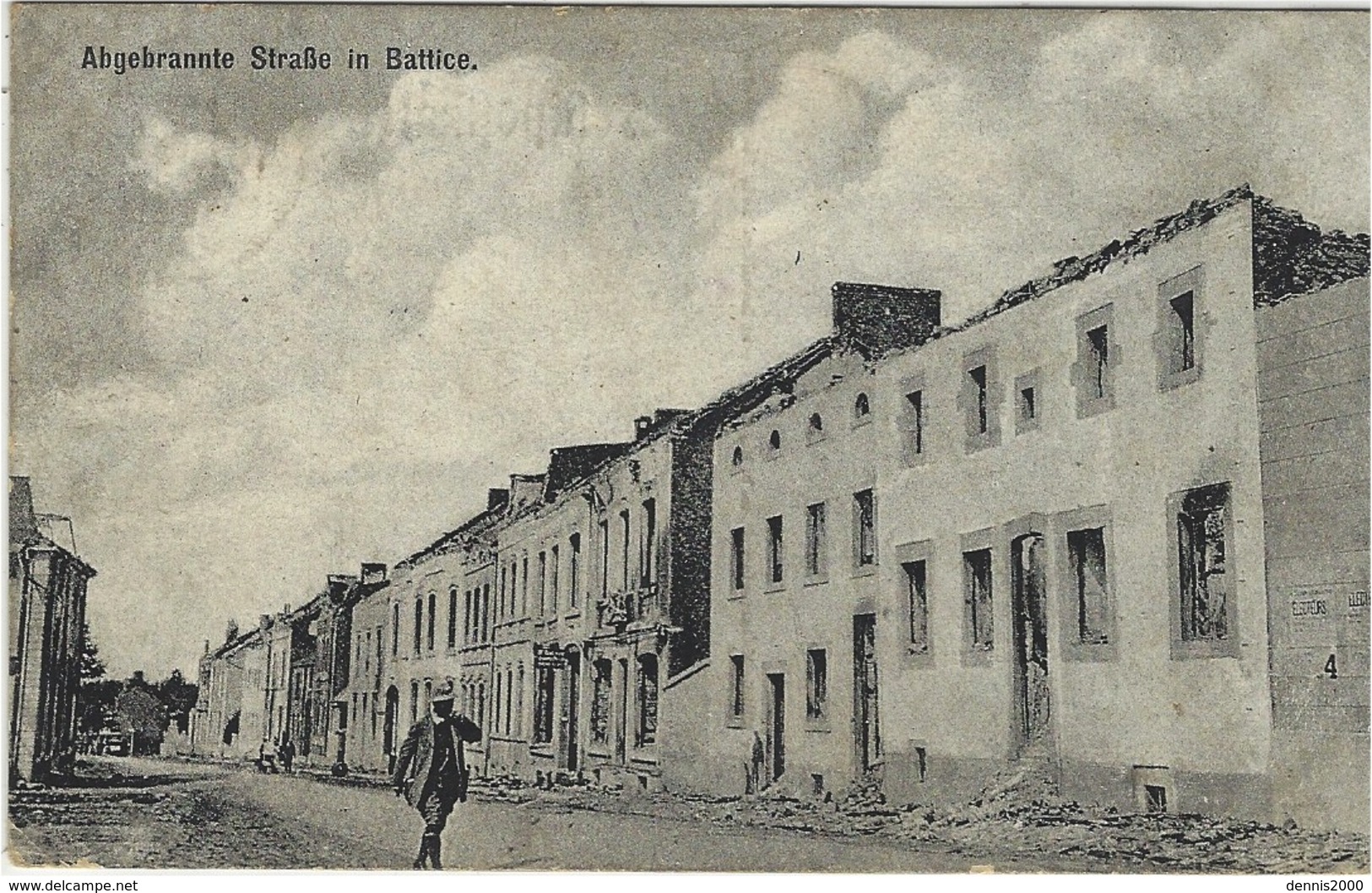 1915- Feldpostkarte  " Abgebrannte Strasse In BATTICE  " - Herve