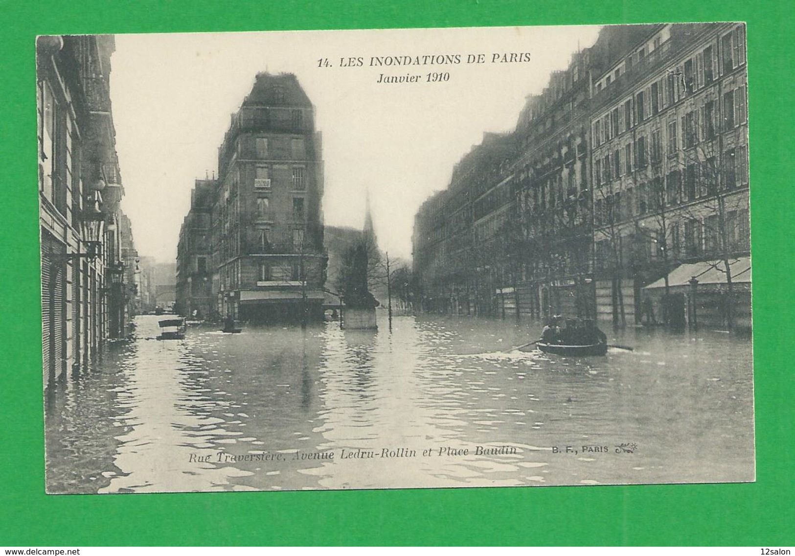 Cartes Postales 75 PARIS INONDATIONS DE 1910 Avenue Ledru Rollin Place Baudin - Paris Flood, 1910