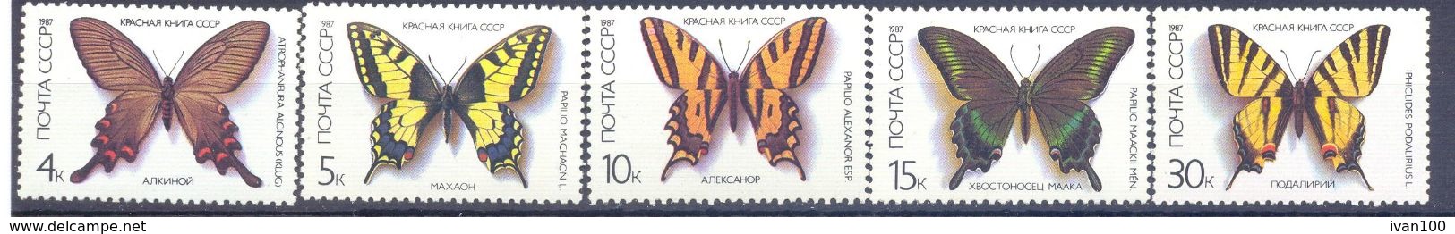 1987. USSR/Russia, Butterflieas, 5v, Mint/** - Neufs
