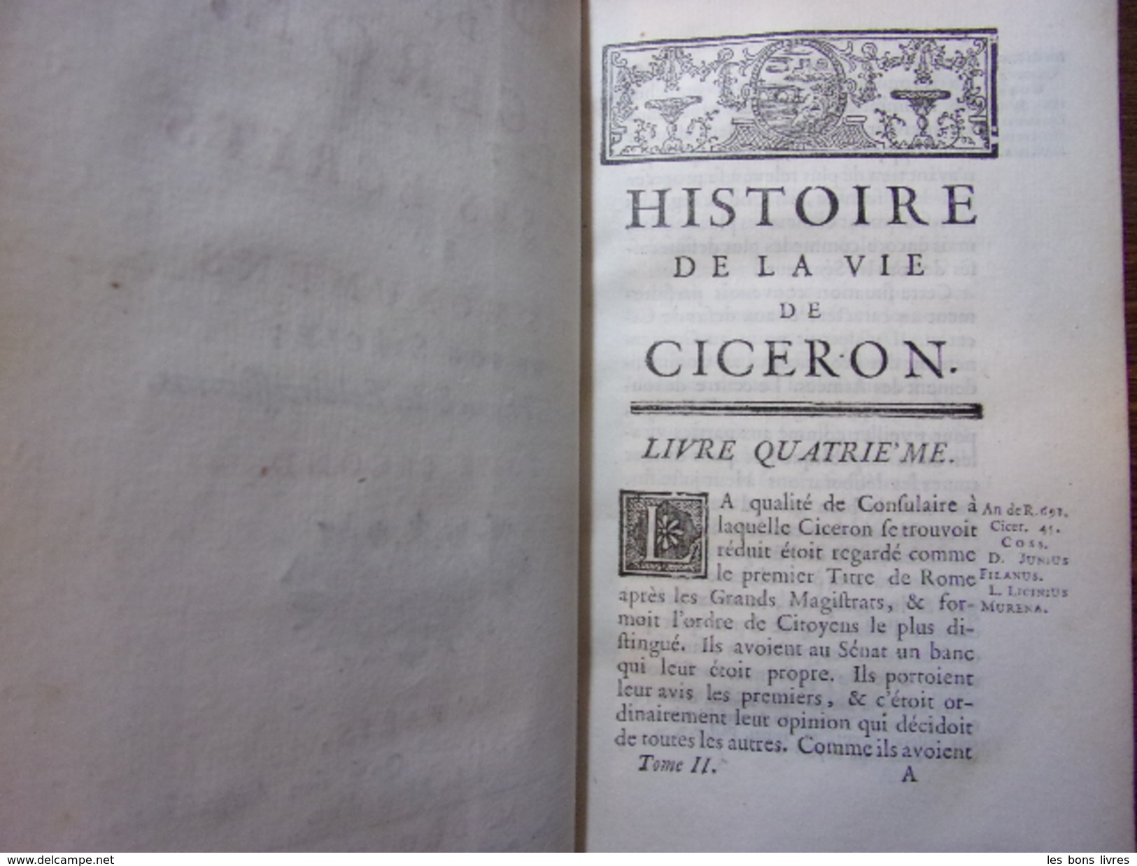 HISTOIRE DE CICERON Tirée De Ses écrits Et Des Monumens De Son Siècle. - Before 18th Century