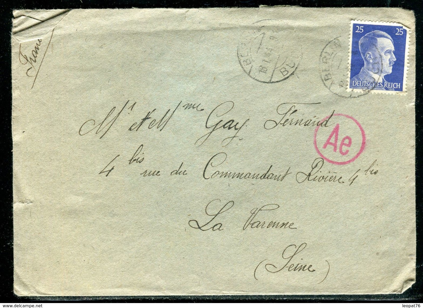 Allemagne - Enveloppe De Berlin Pour La France En 1944 - Ref D81 - Briefe U. Dokumente