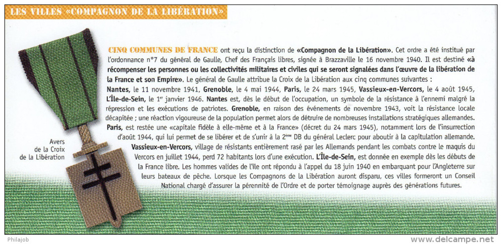 Souvenir Philatélique 1er Jour De 2004 " CHARLES DE GAULLE / VILLES COMPAGNONS DE LA LIBERATION " N° YT 3675. FDC - De Gaulle (Général)