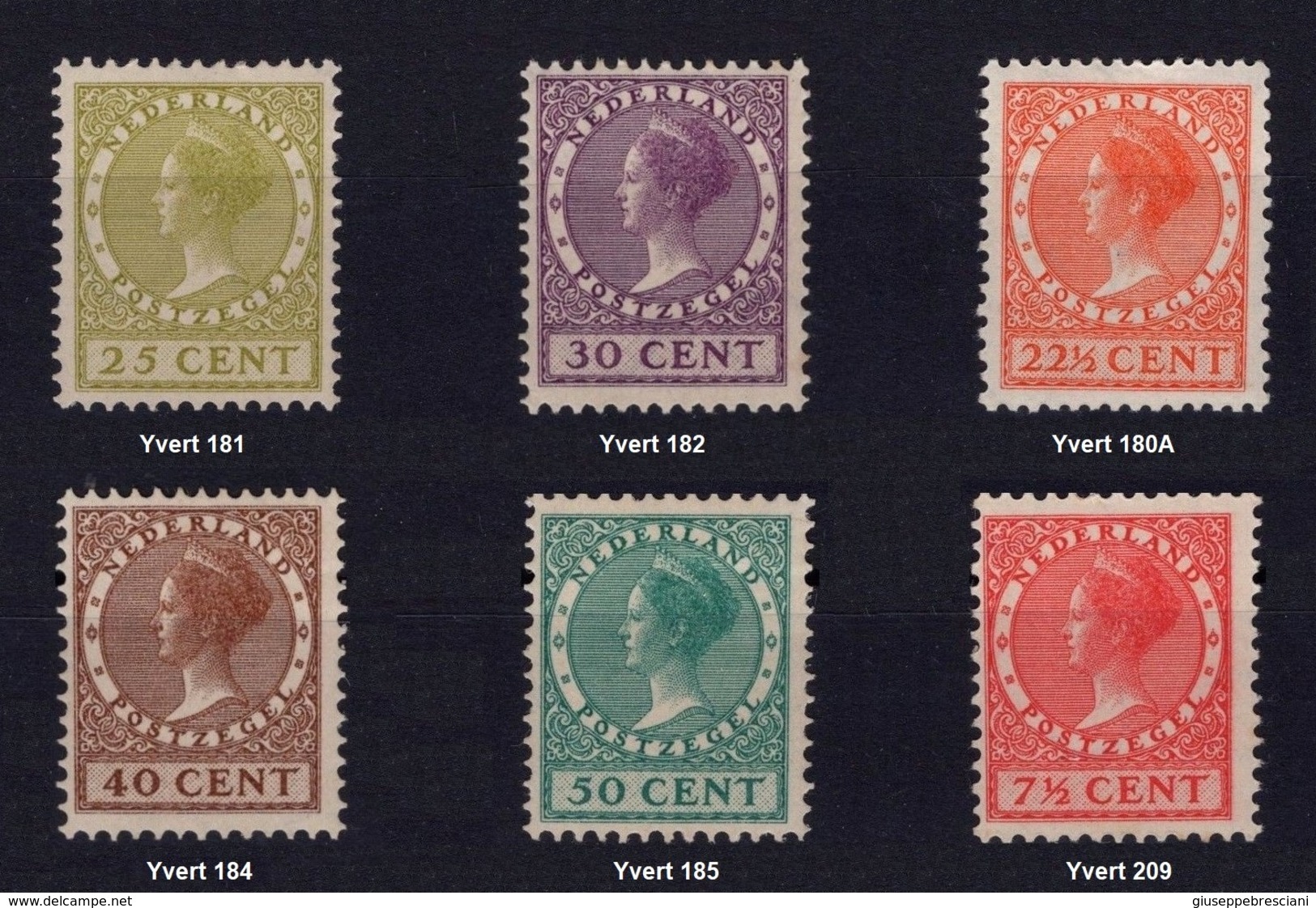 NEDERLAND 1926-28 - Effigie Della Regina Guglielmina -  MH - Yvert 180A-1821-82-84-85/209 - Nuovi