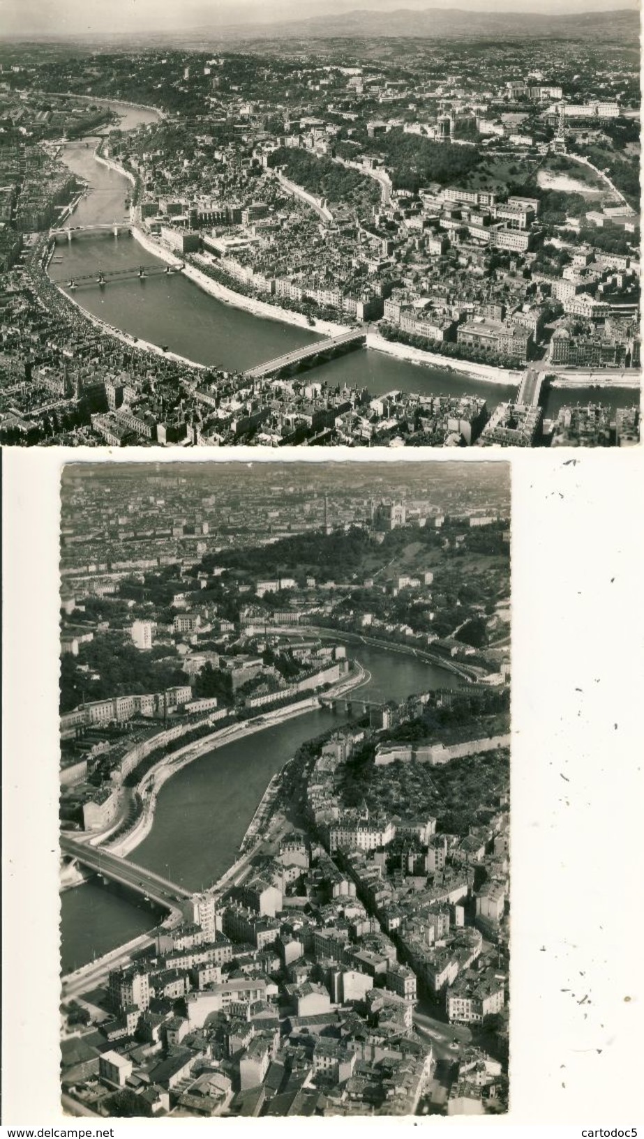 Lyon Vue Aérienne Vaise La Saone Colline De Fourviere- Au Centre Saint Jean  Lot De 2  Cpsm Format 10-15 - Autres & Non Classés