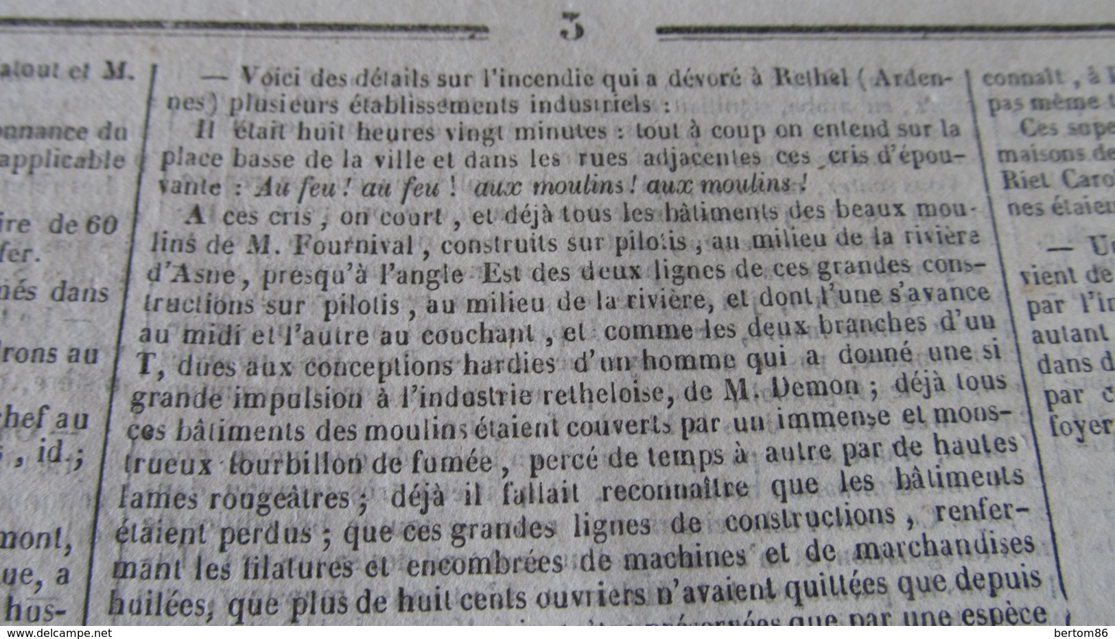 RETHEL ( ARDENNES ) - DETAILS SUR L'INCENDIE DE 1845 - ( JOURNAL DE TOULOUSE DE NOVEMBRE 1845.) - 1800 - 1849