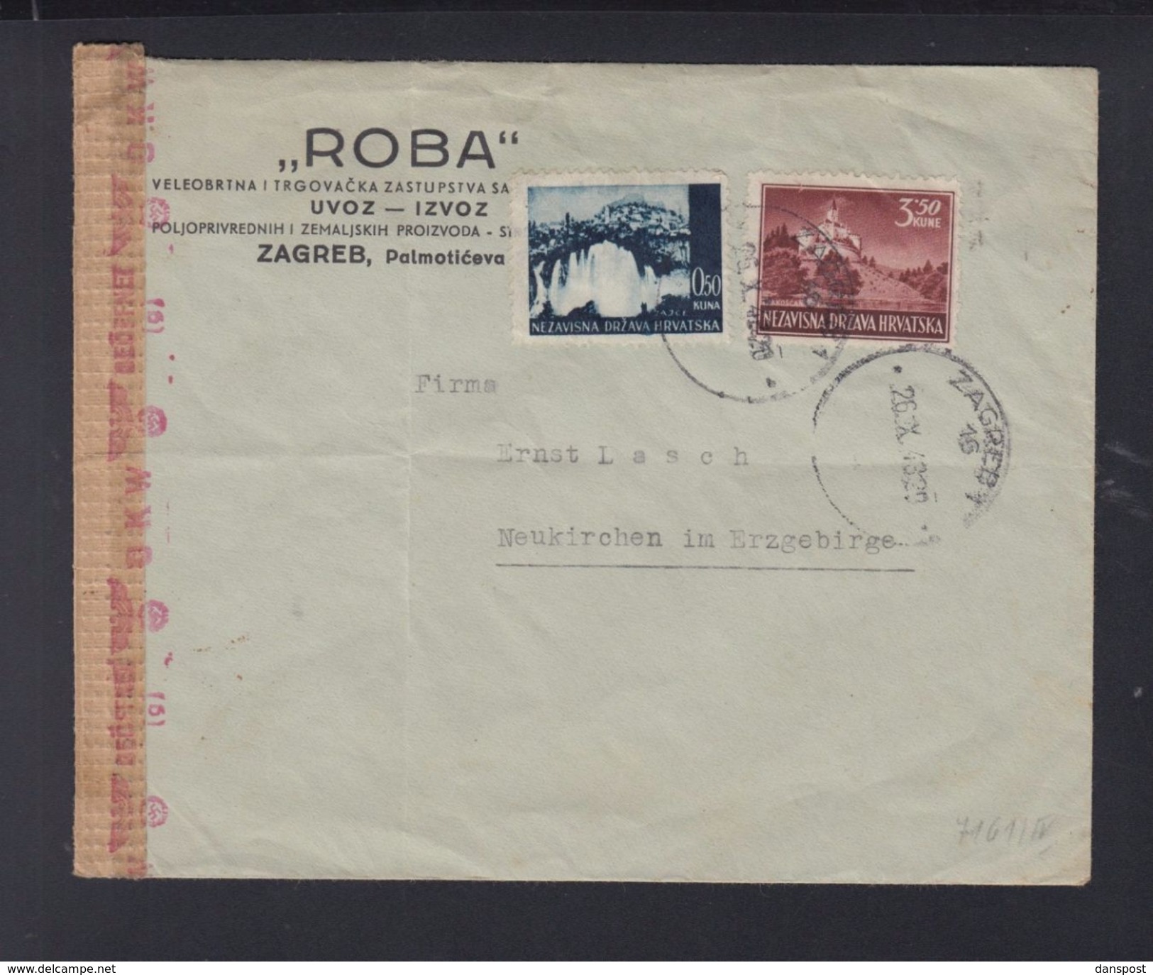 Croatia Cover 1943 Zagreb To Germany Censor - Croatia