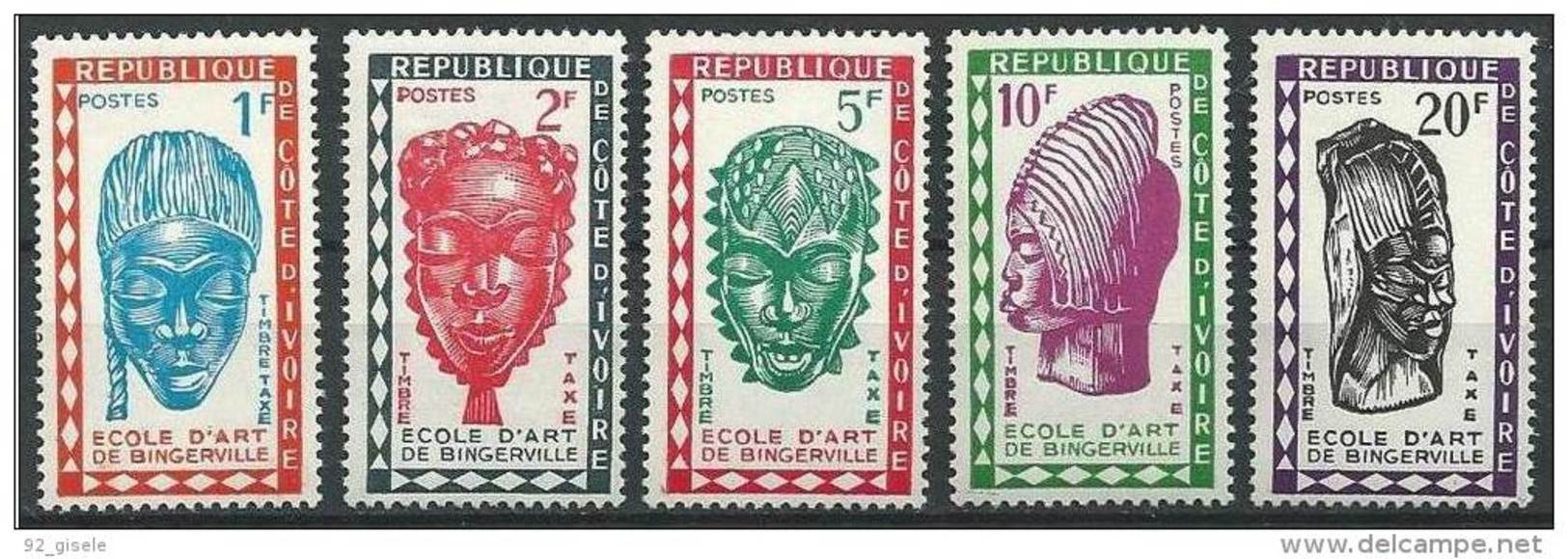 Cote Ivoire Taxe YT 24 à 28 " Masques Ecole D'Art " 1962 Neuf* - Ivory Coast (1960-...)