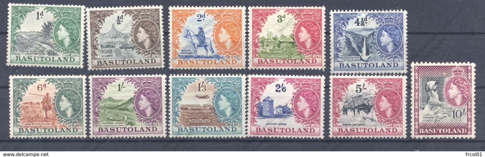 Basutoland, Yvert 46/56**, Scott 46/56**, SG 43/53**, MNH - 1933-1964 Crown Colony