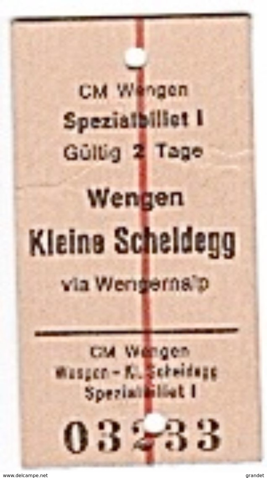 WENGEN - KLEINE SCHEIDEGG - 1980 - TICKET - TRAIN - BILLET - - Ferrocarril