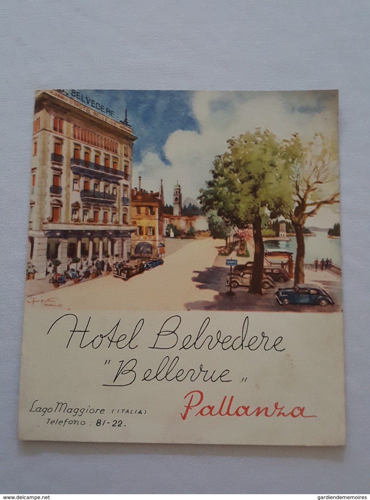 Pallanza - Hotel Belvedere "Bellevue" - Lago Maggiore - Dépliant Touristique Ancien Illustré Par F. Romoli - Dépliants Turistici