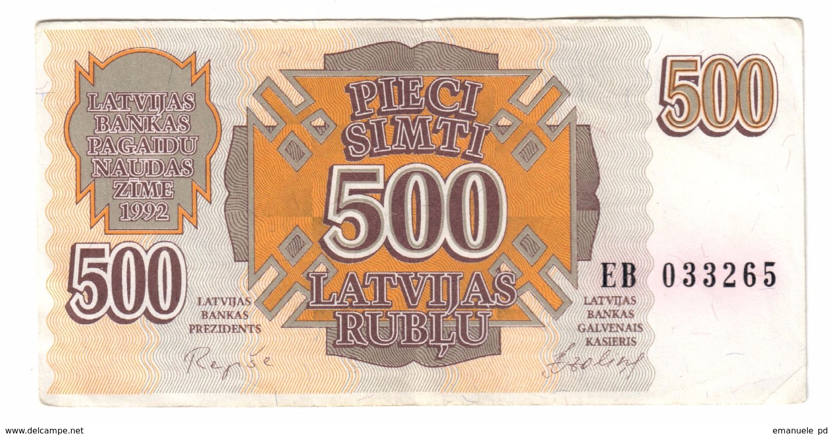 Latvia 500 Rublu 1992  .J. - Lettonie