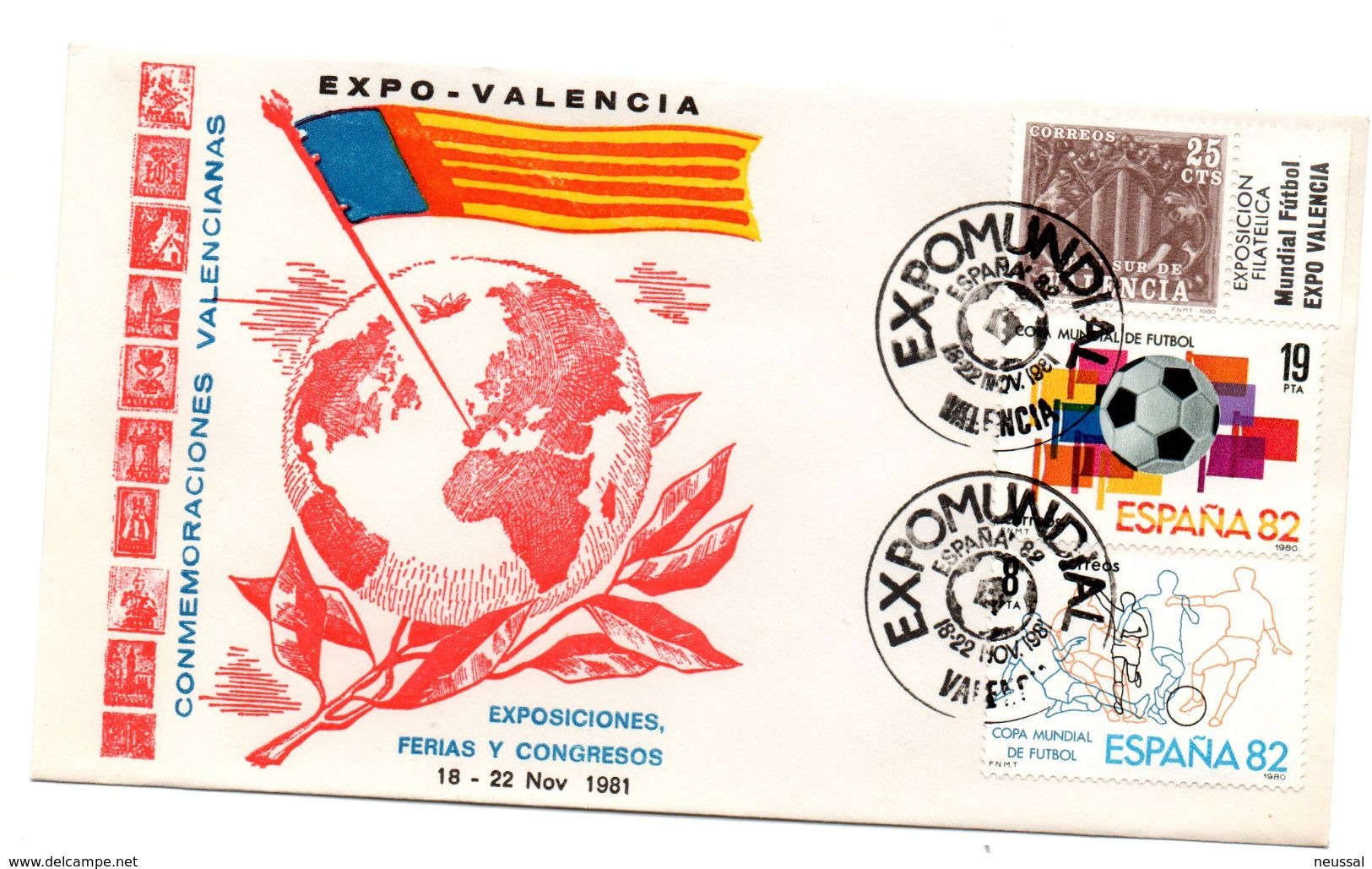 Carta Con Matasellos Commemorativo Expomundial Valencia Y Sello Plan Sur Con Bandelete Expo Valencia. - Cartas & Documentos
