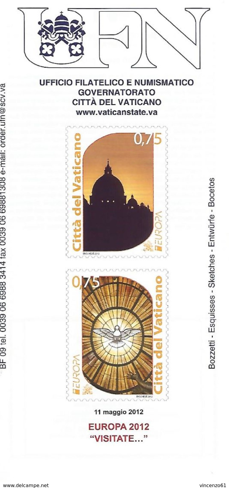2012 Bollettino Poste Vaticane Europa - 2012