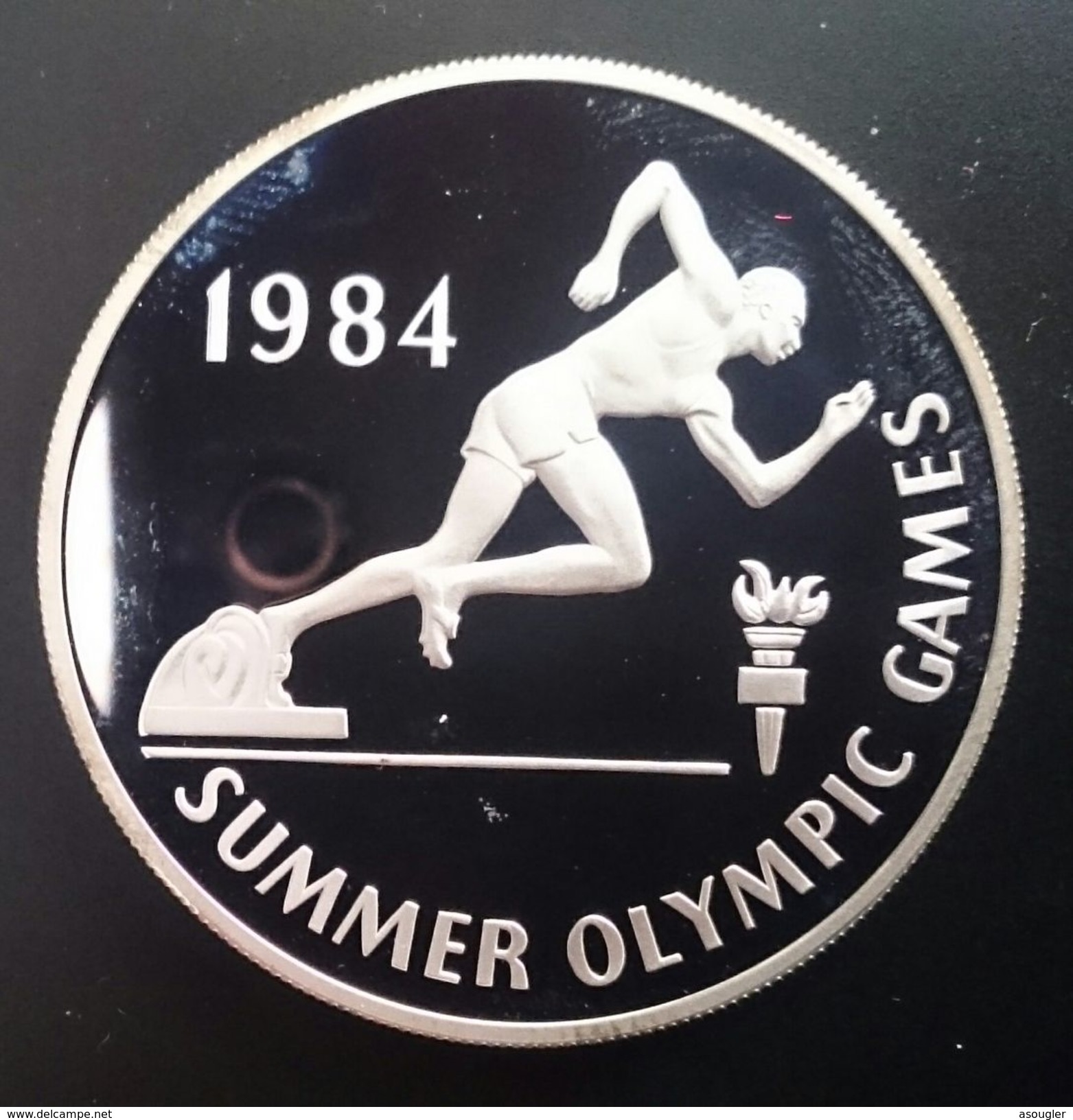 JAMAICA 10 DOLLARS 1984 SILVER PROOF " Summer Olympics Games 1984" Free Shipping Via Registered Air Mail - Jamaica