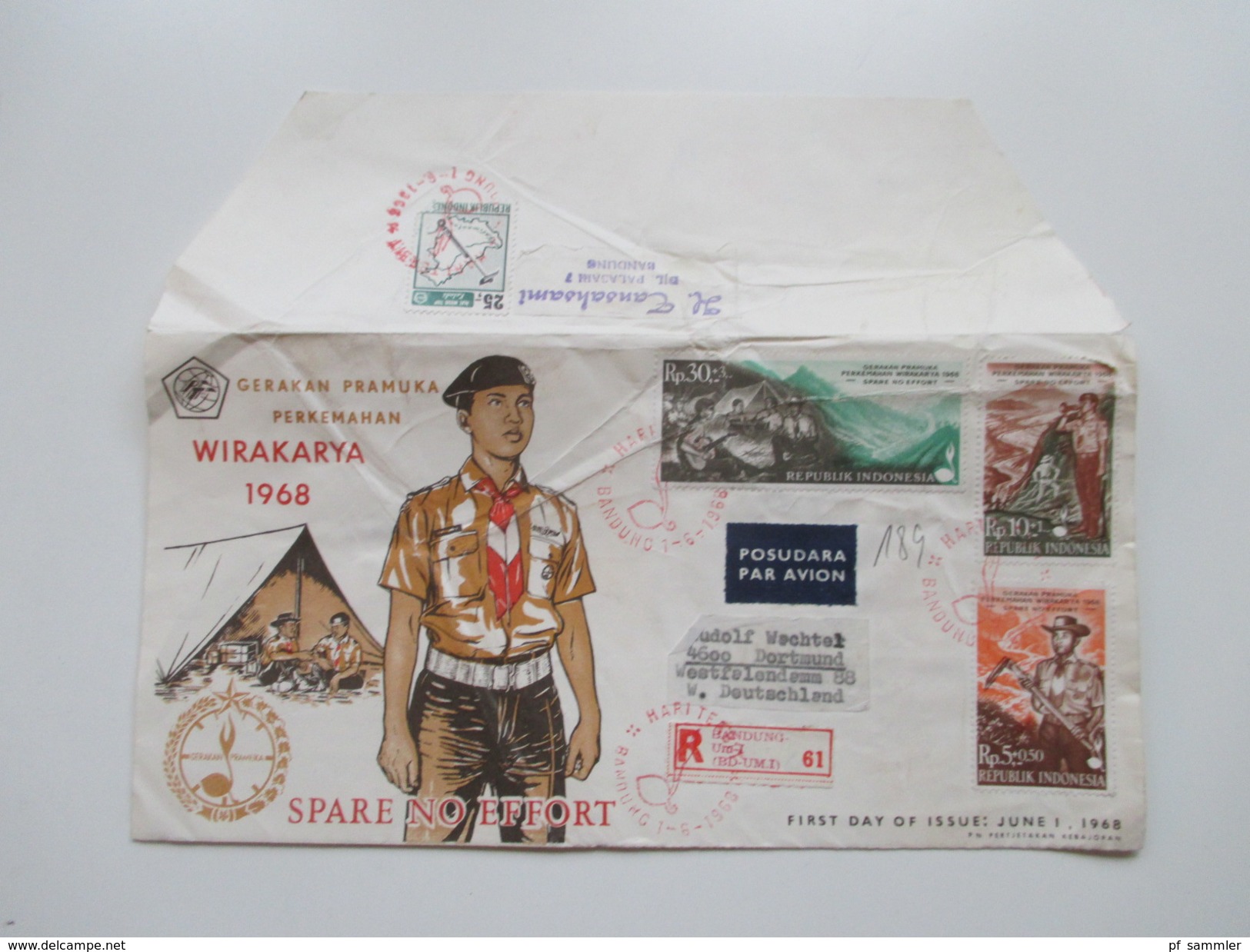 Indonesien 125 stk. 1954 - 84 FDC / R-Briefe / Luftpost alles echt gelaufen! Einige Blocks 80er Jahre und 1 Numisbrief.