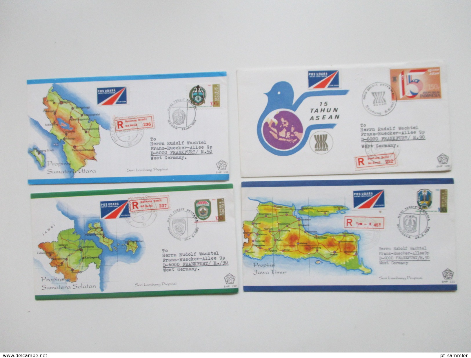 Indonesien 125 stk. 1954 - 84 FDC / R-Briefe / Luftpost alles echt gelaufen! Einige Blocks 80er Jahre und 1 Numisbrief.