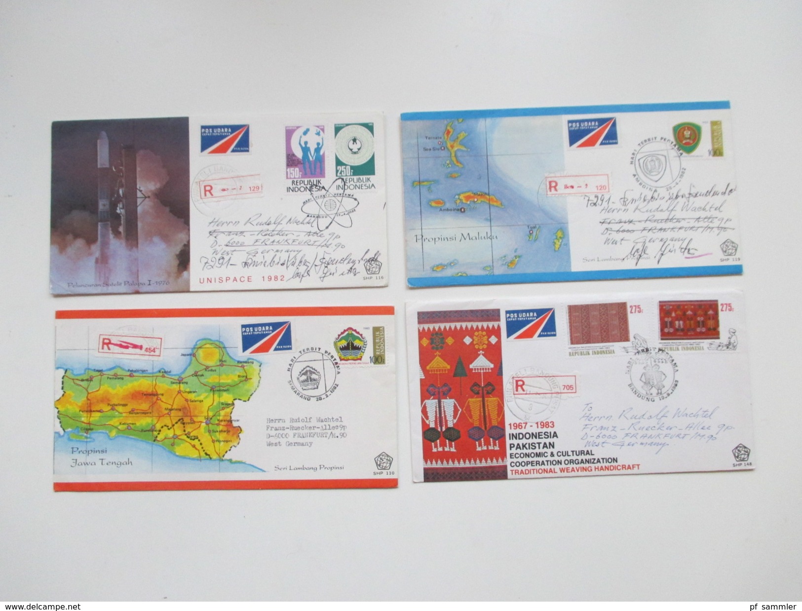 Indonesien 125 stk. 1954 - 84 FDC / R-Briefe / Luftpost alles echt gelaufen! Einige Blocks 80er Jahre und 1 Numisbrief.